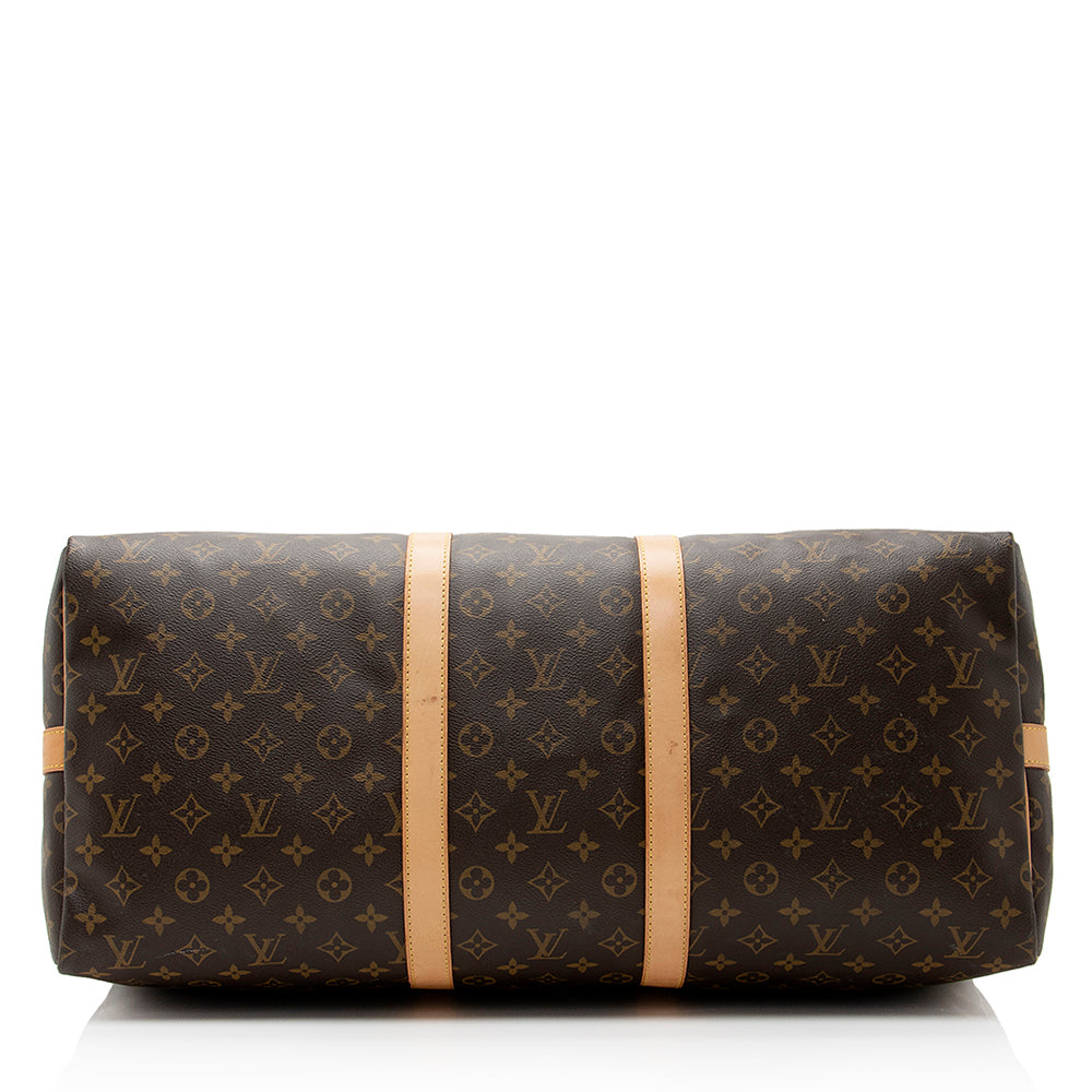 Louis Vuitton Monogram Canvas Keepall Bandouliere 55 Duffle Bag (SHF-22086)
