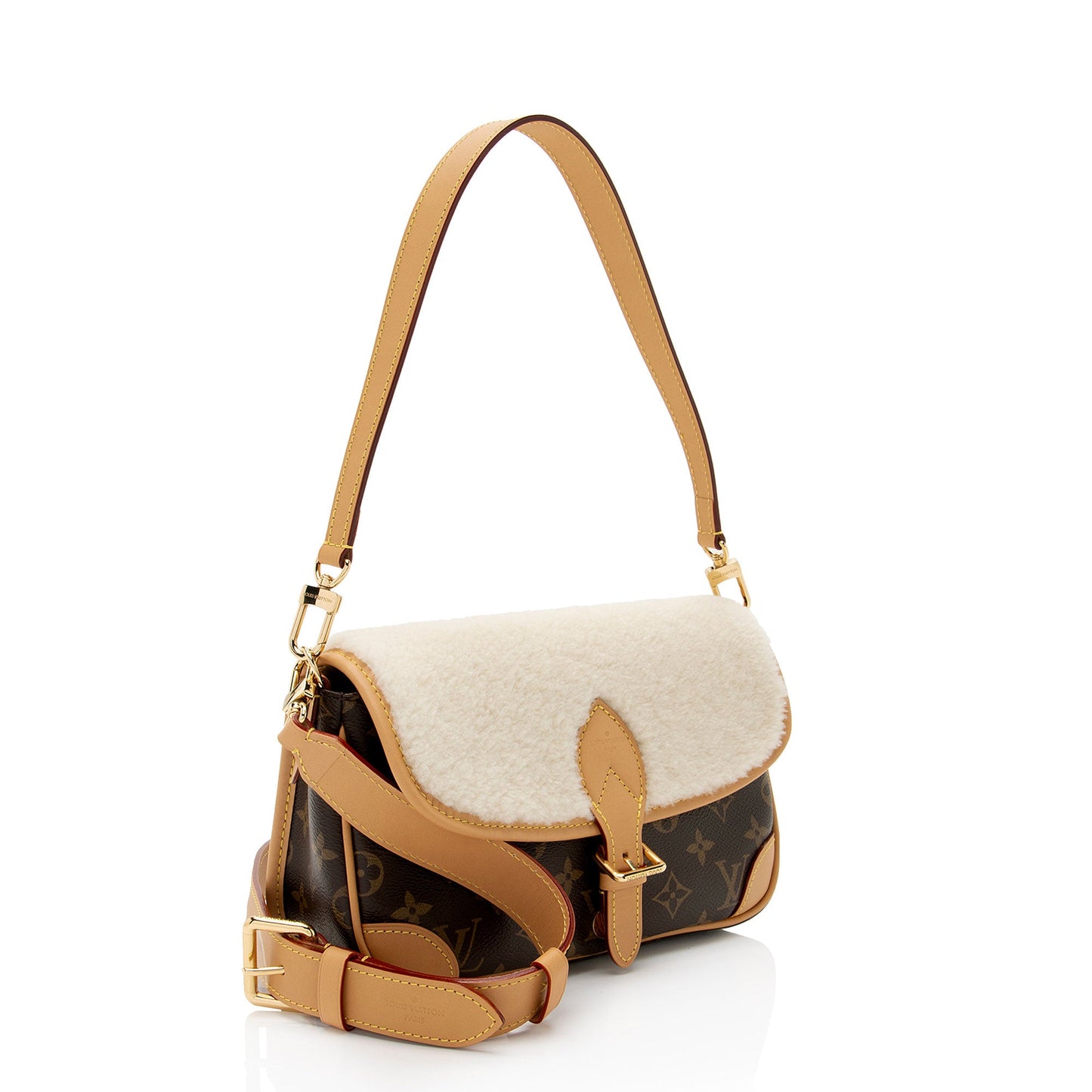 Louis Vuitton Monogram Canvas Shearling Cozygram Diane Shoulder Bag (SHF-zHKCJF)