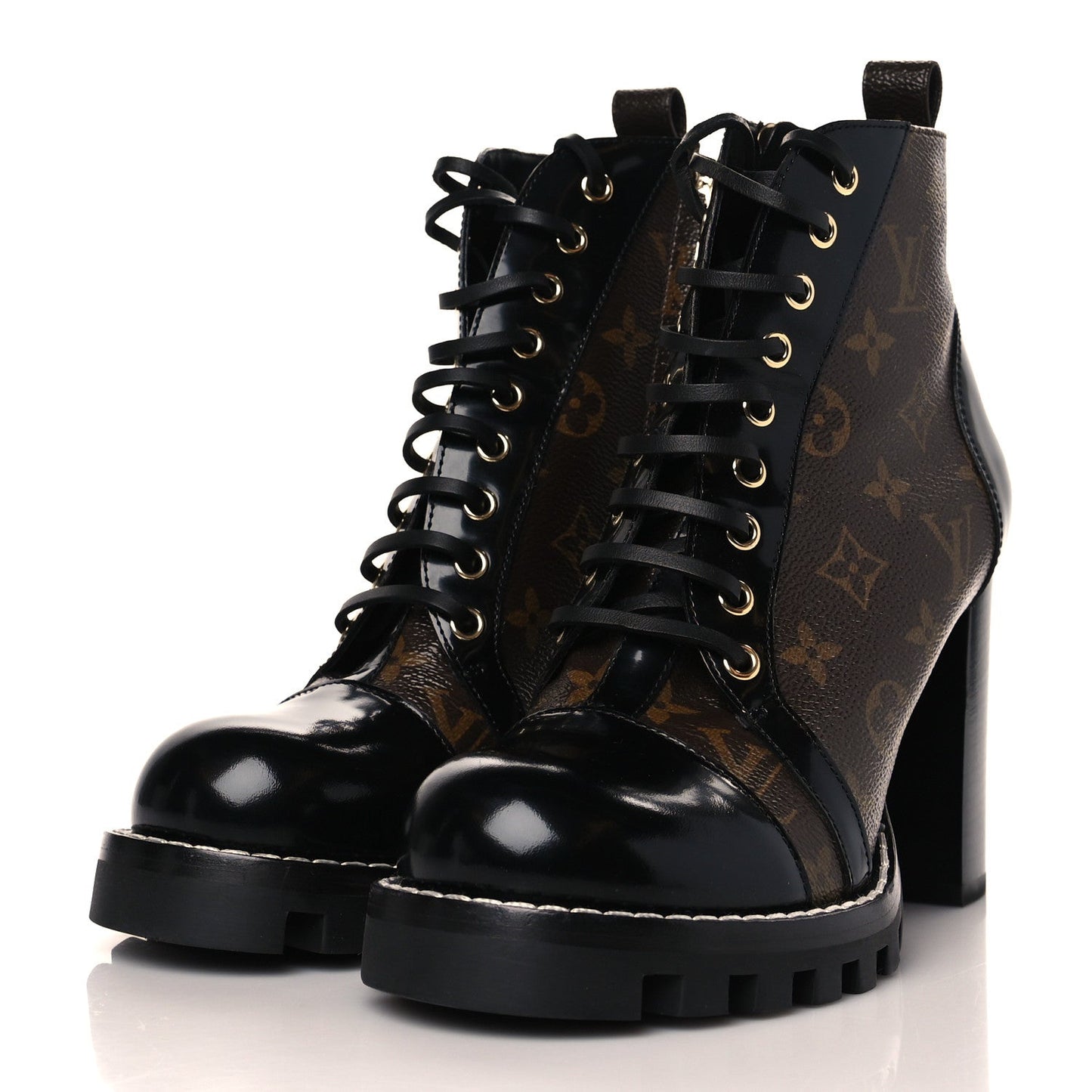 LOUIS VUITTON MONOGRAM COATED CANVAS STAR TRAIL ANKLE BOOTS