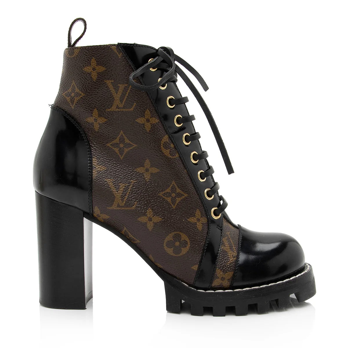 LOUIS VUITTON MONOGRAM COATED CANVAS STAR TRAIL ANKLE BOOTS