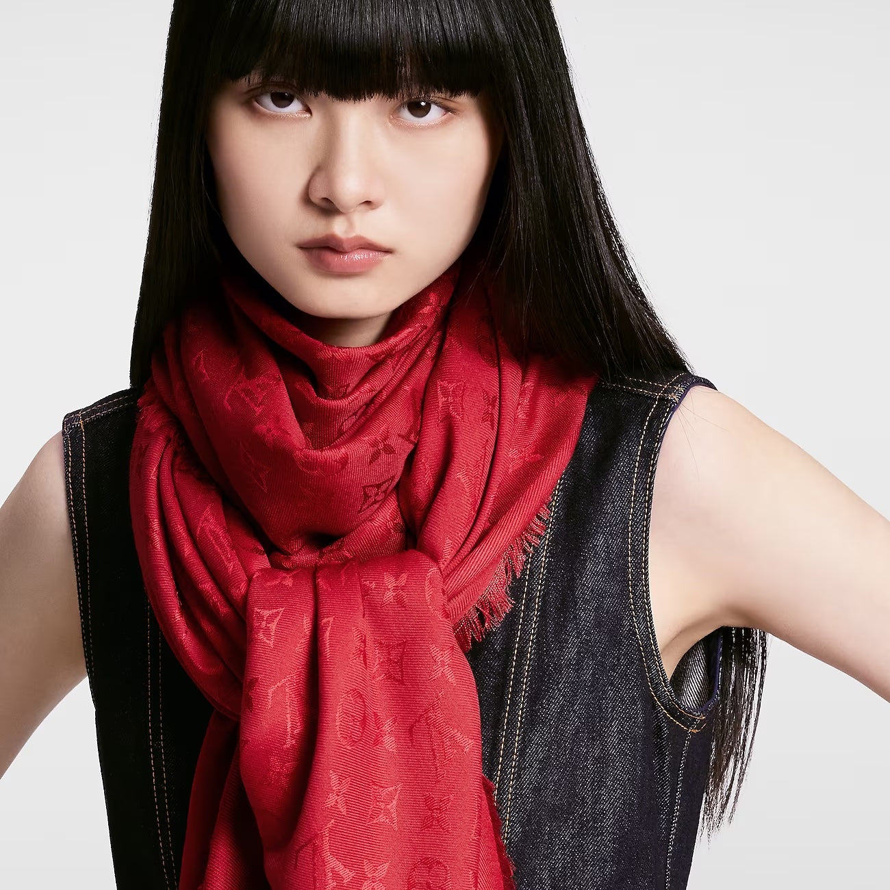 LOUIS VUITTON MONOGRAM CLASSIC SILK WOOL SHAWL