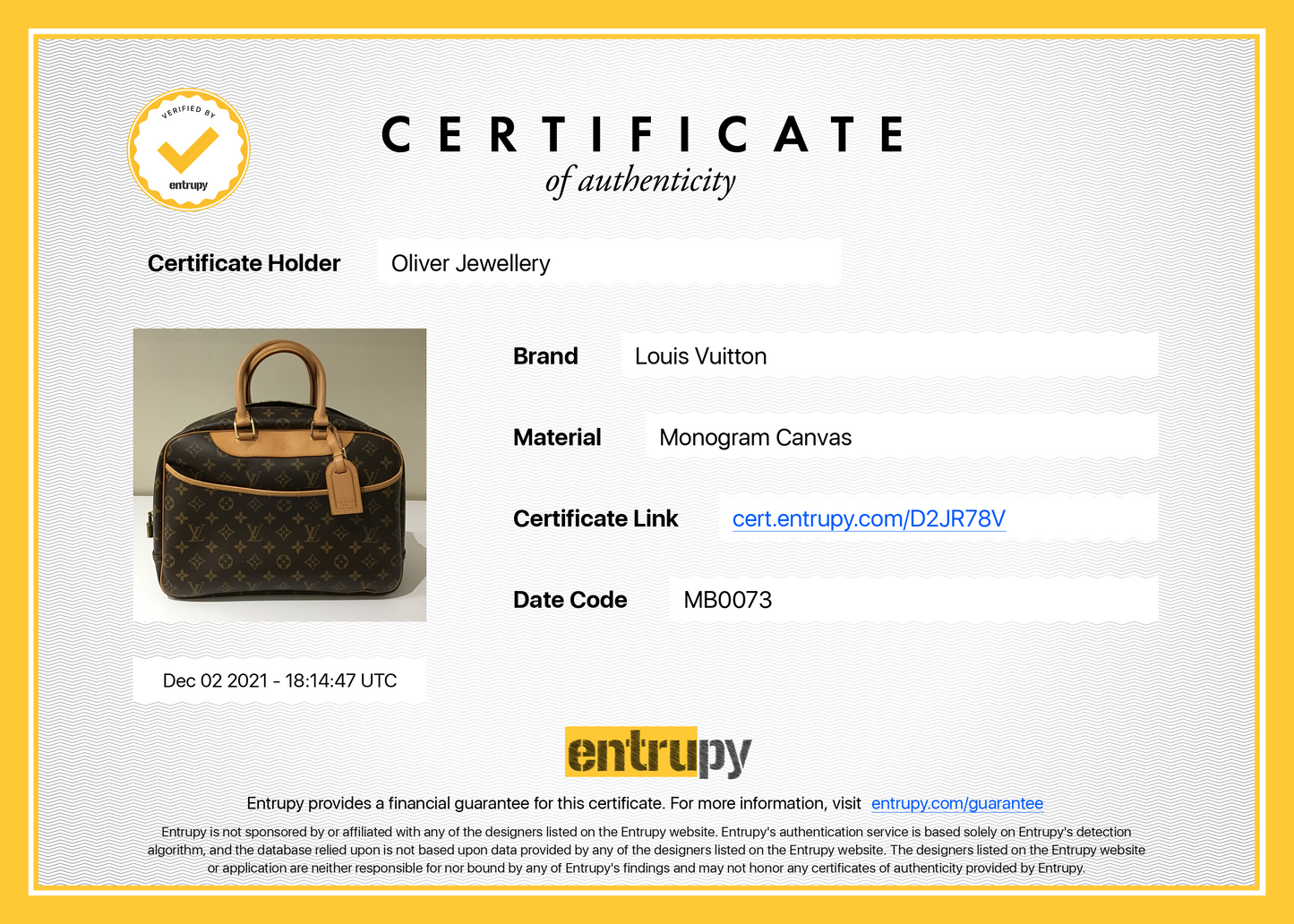 Louis Vuitton Monogram Deauville Bag