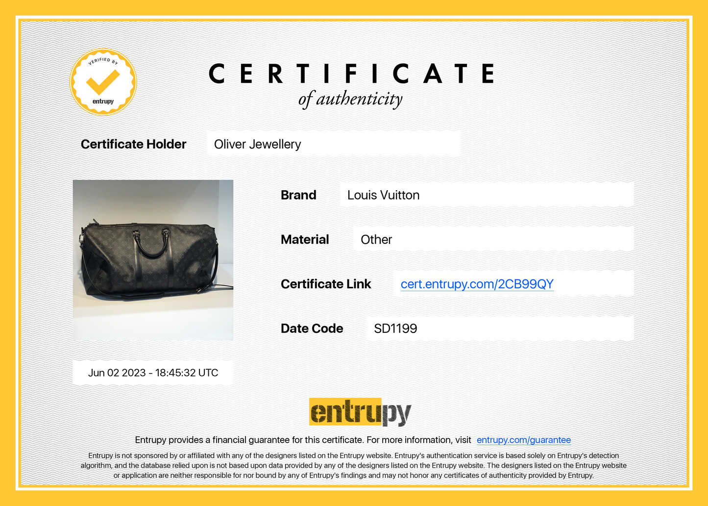 Louis Vuitton Monogram Eclipse Keepall Bandouliere 55