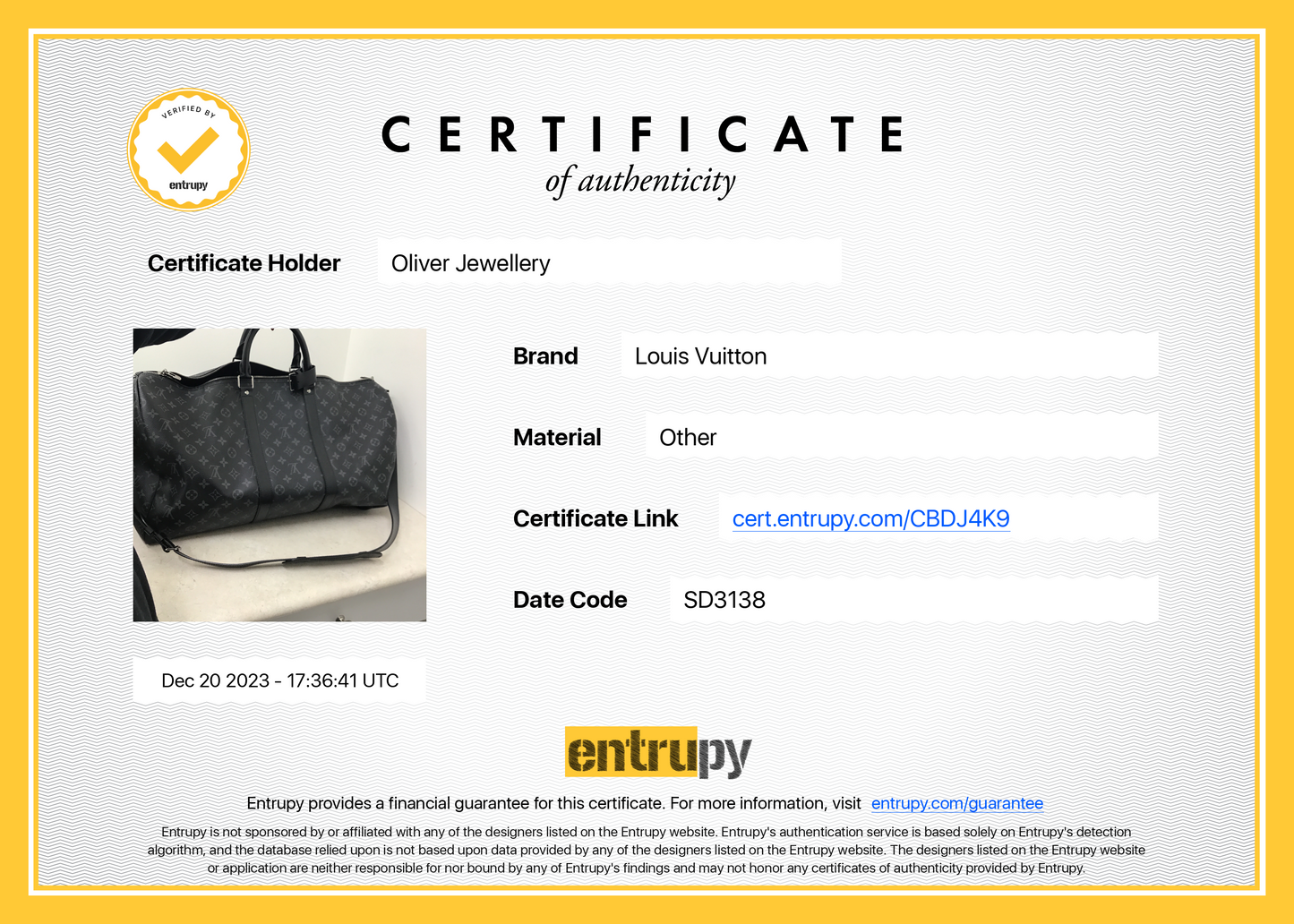 Louis Vuitton Monogram Eclipse Keepall Bandouliere 55