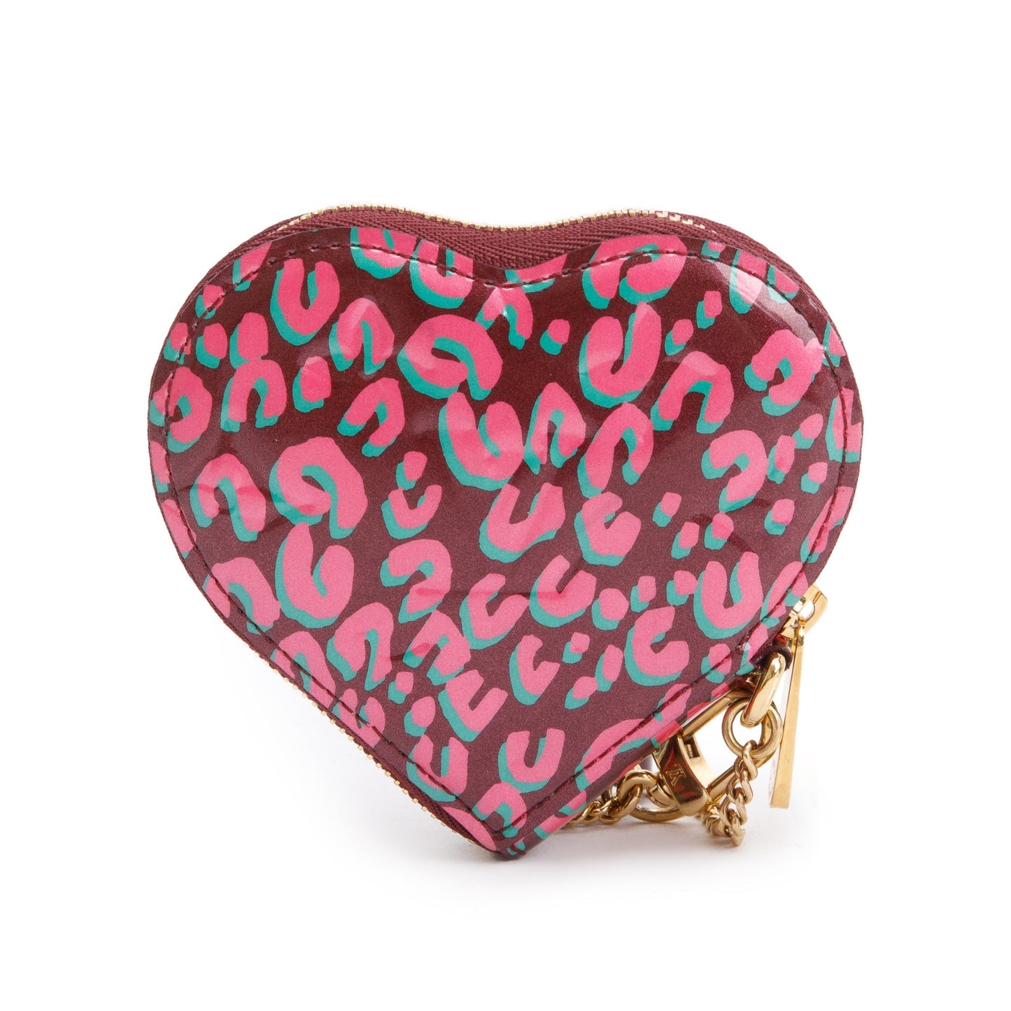 Louis Vuitton Monogram Embossed Vernis Leopard Print Heart Coin Purse