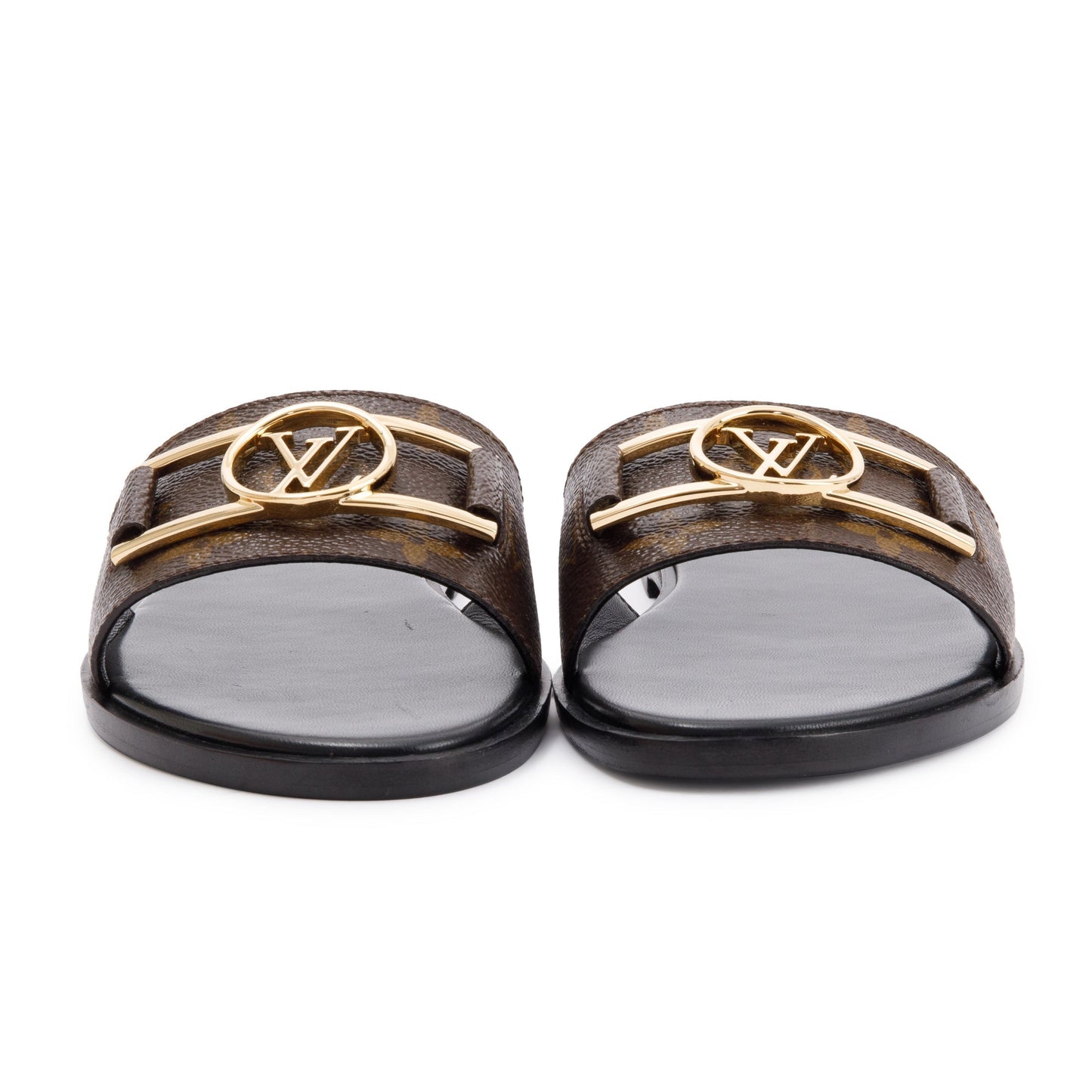 Louis Vuitton Monogram Lock it Flat Mule, Size 37