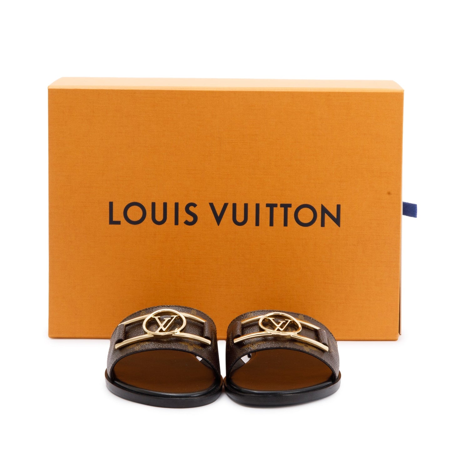 Louis Vuitton Monogram Lock it Flat Mule, Size 37