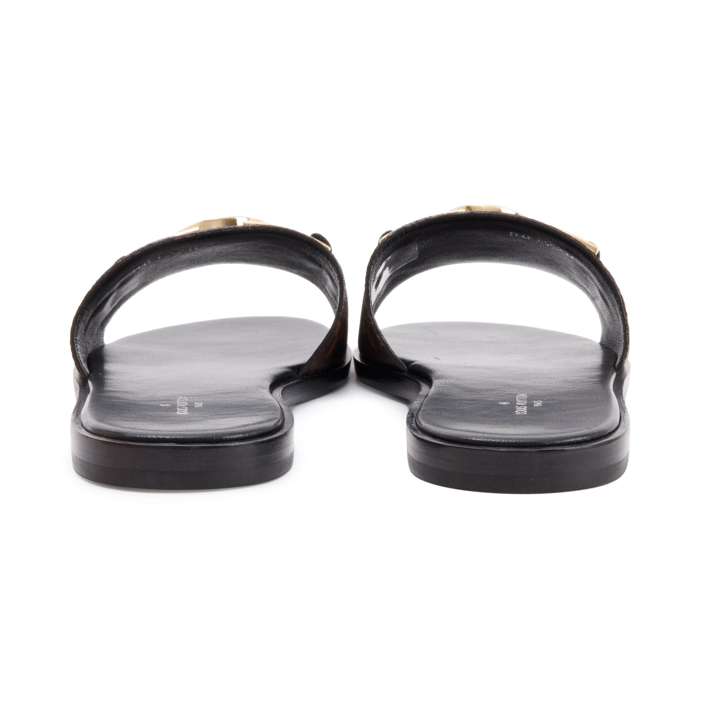 Louis Vuitton Monogram Lock it Flat Mule, Size 37