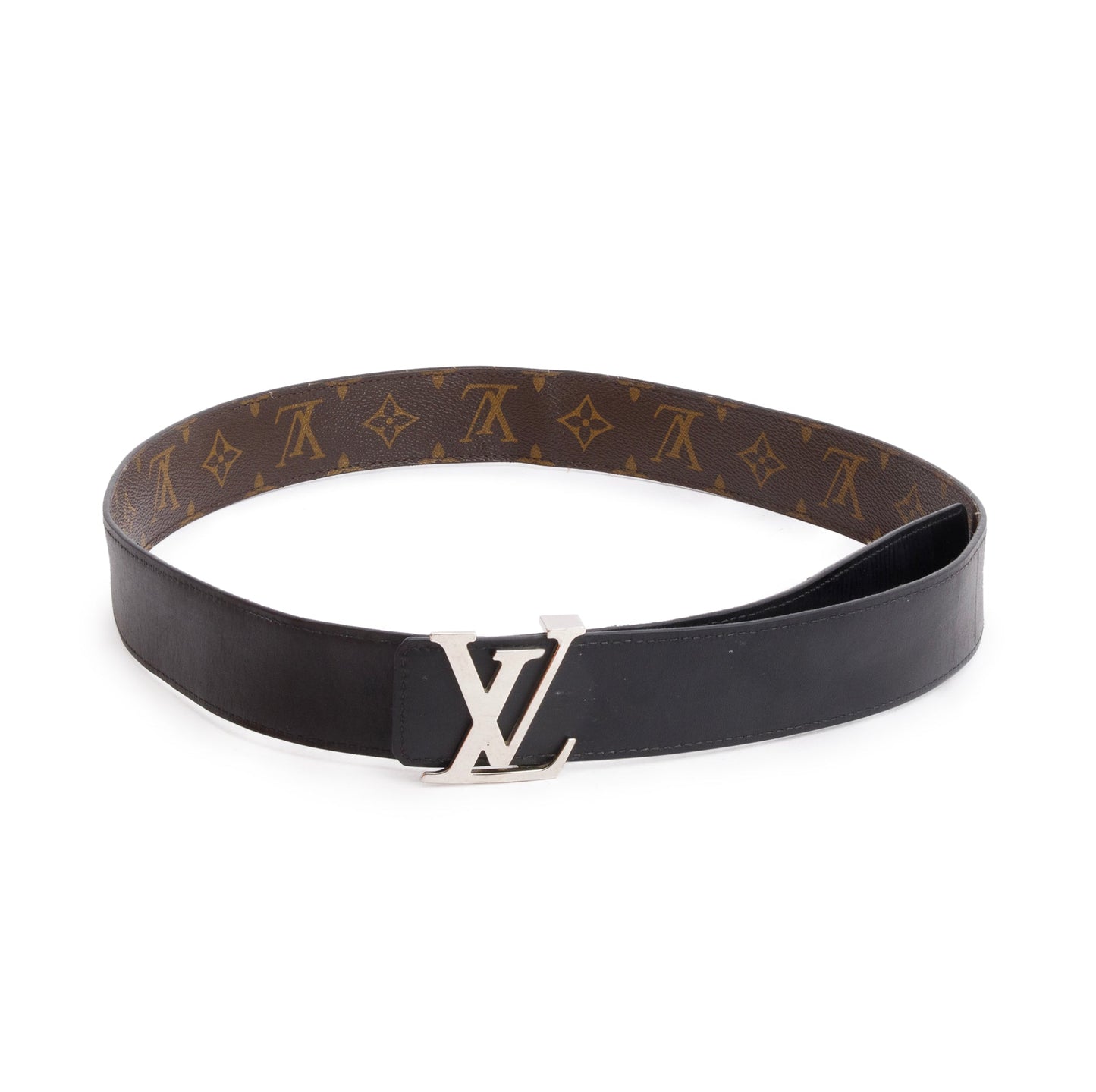 Louis Vuitton Monogram Macassar Canvas LV Initiales 40 MM Reversible Belt, Size 100 40