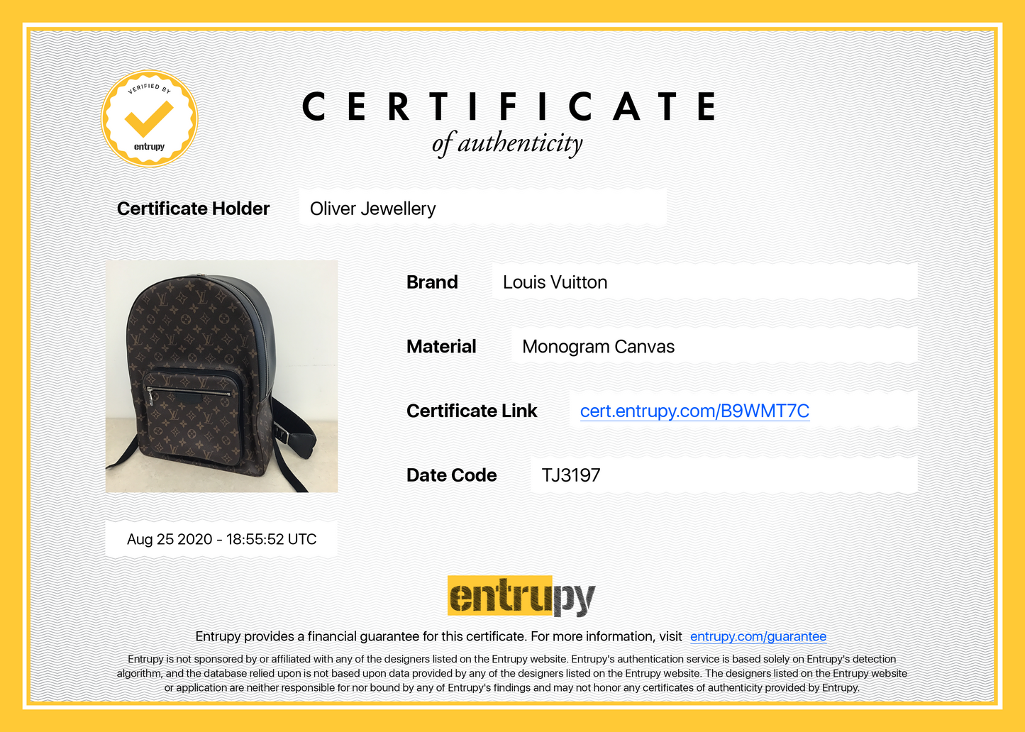 Louis Vuitton Monogram Macassar Josh Backpack