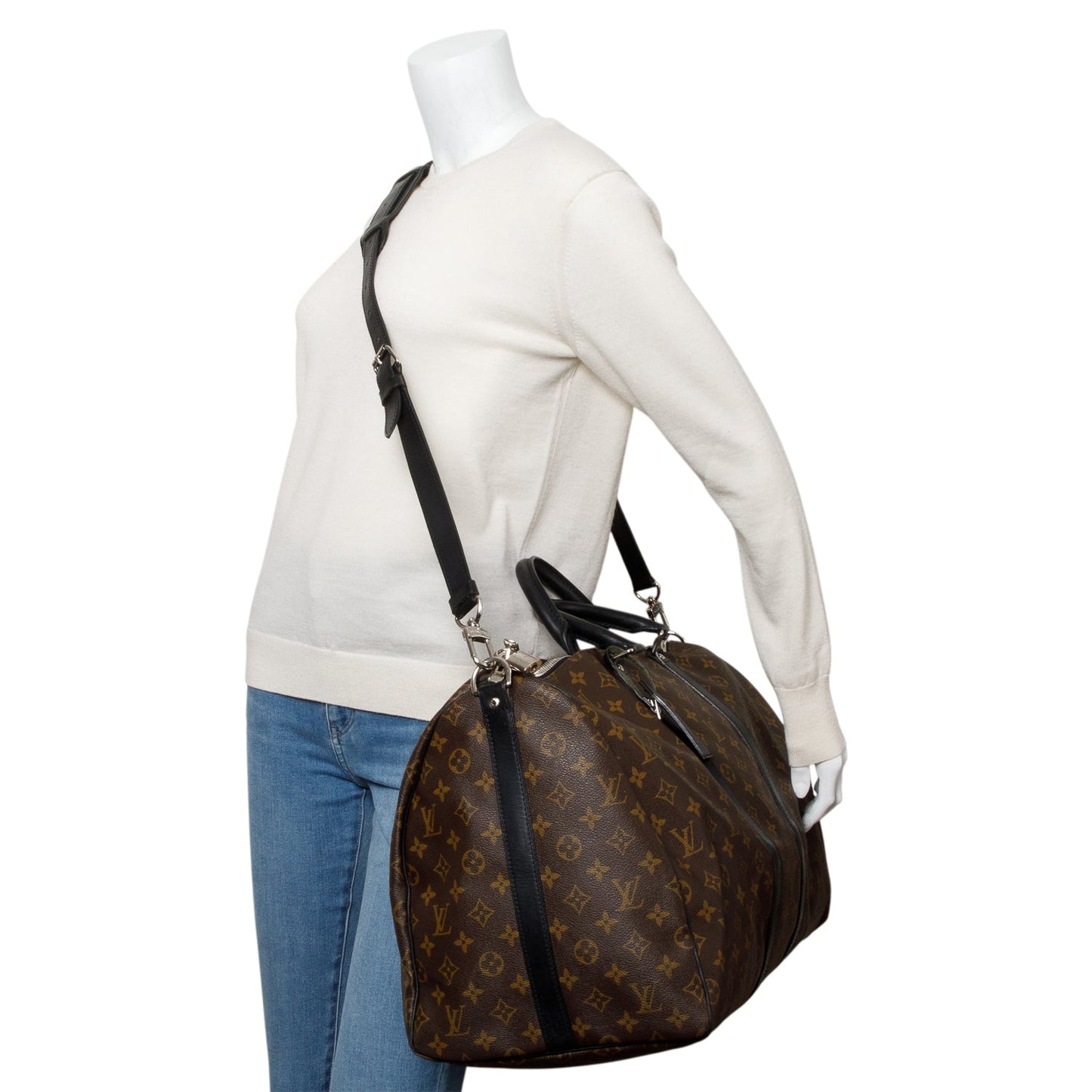 Louis Vuitton Monogram Macassar Keepall Bandouliere 55