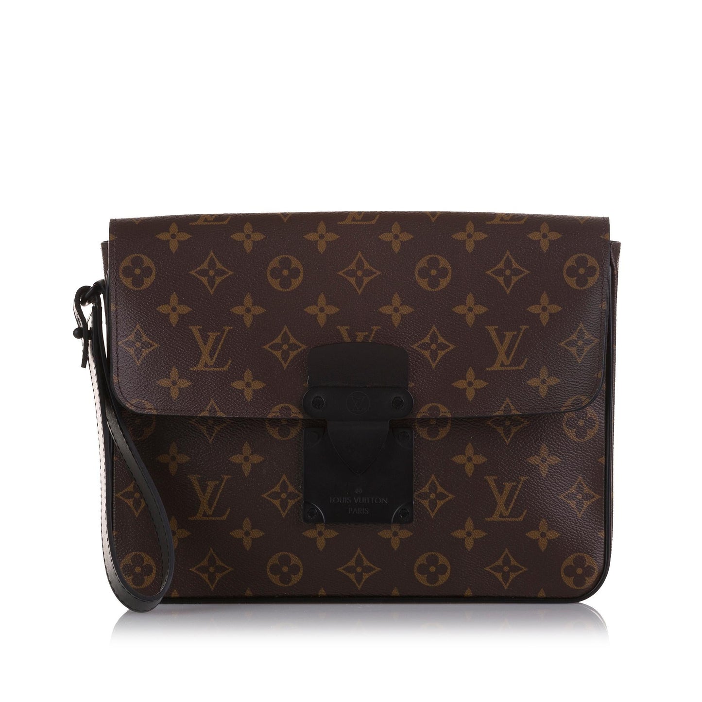 Louis Vuitton Monogram Macassar S Lock A4 Pouch (SHG-7uwojo)