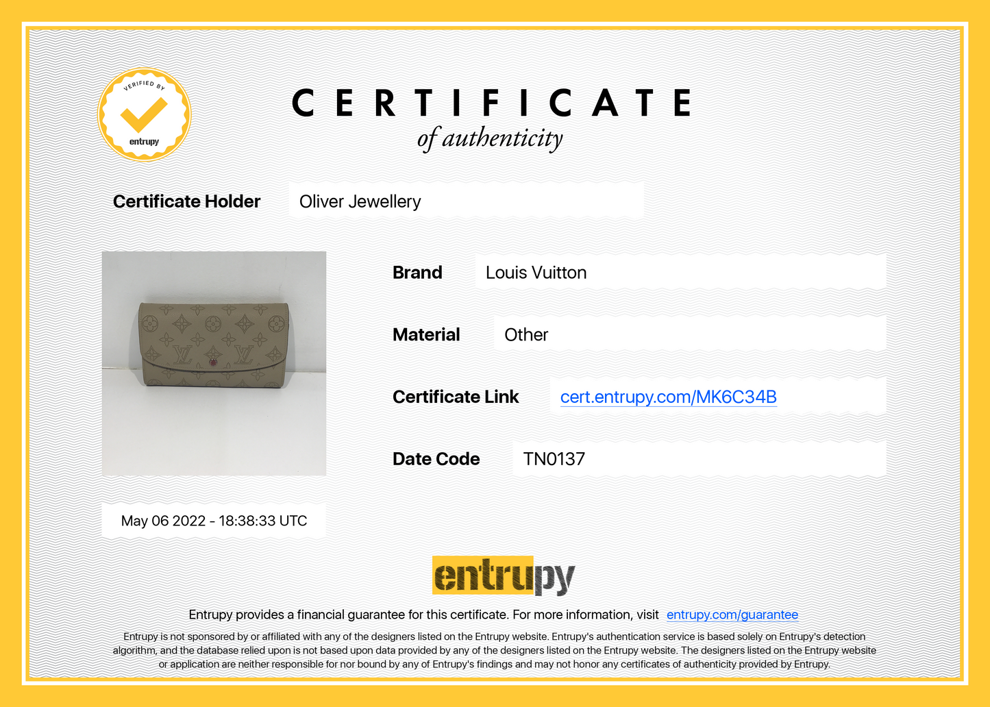 Louis Vuitton Monogram Mahina Leather Iris Wallet
