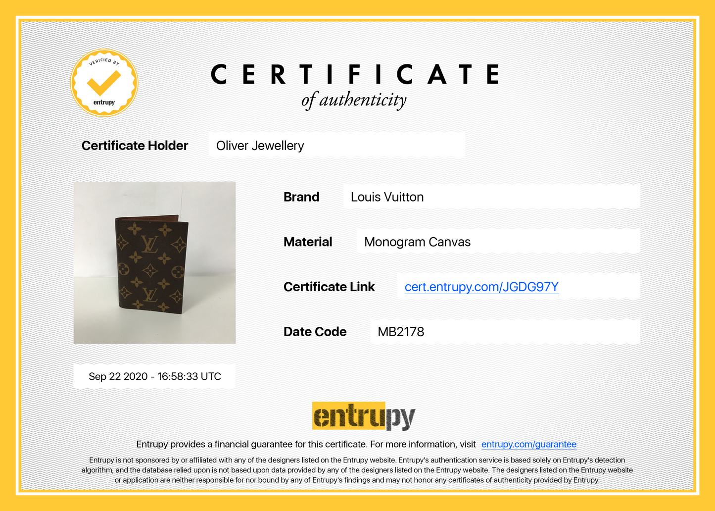 Louis Vuitton Monogram Passport Cover