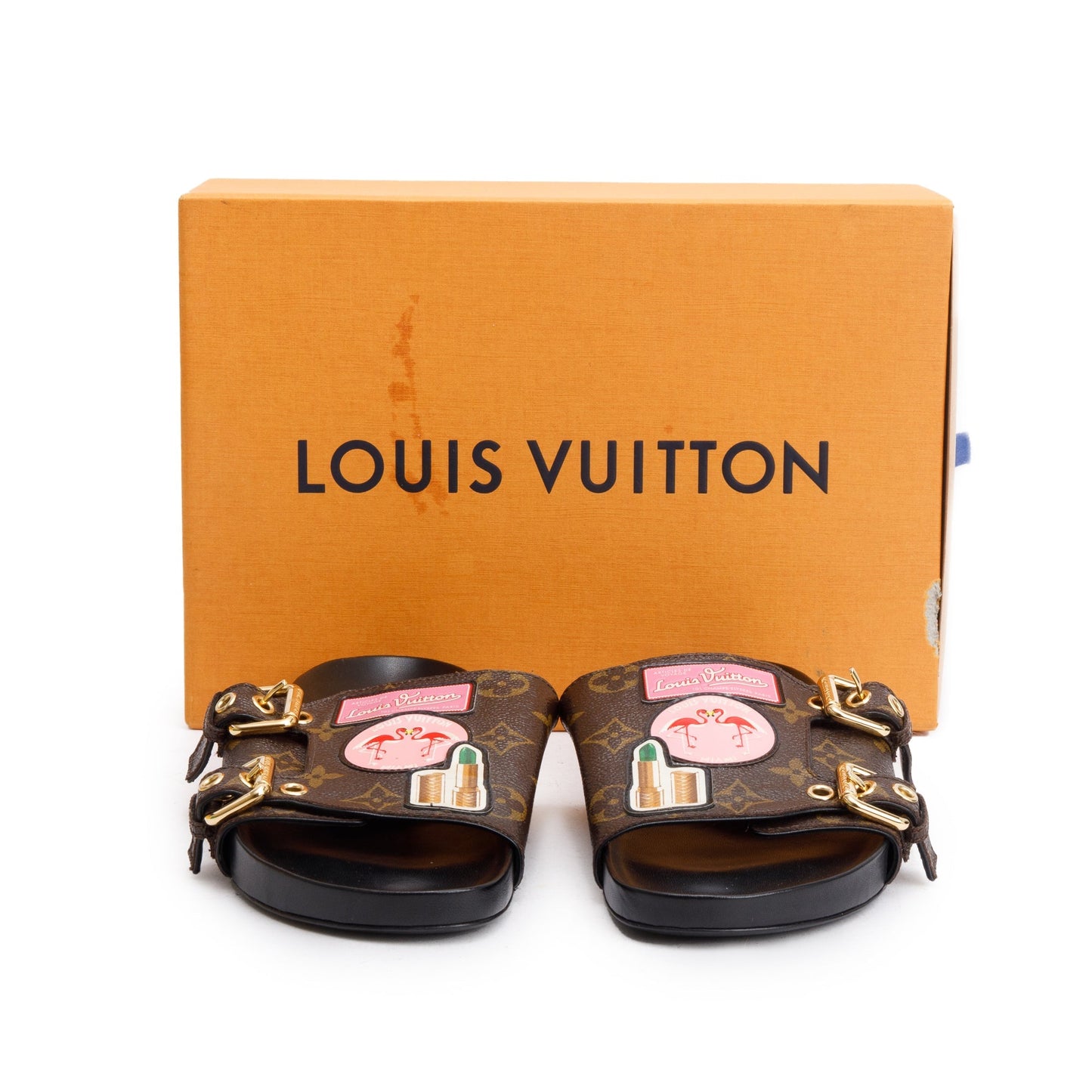 Louis Vuitton Monogram Patchwork World Tour Flat Mule, Size 37.5