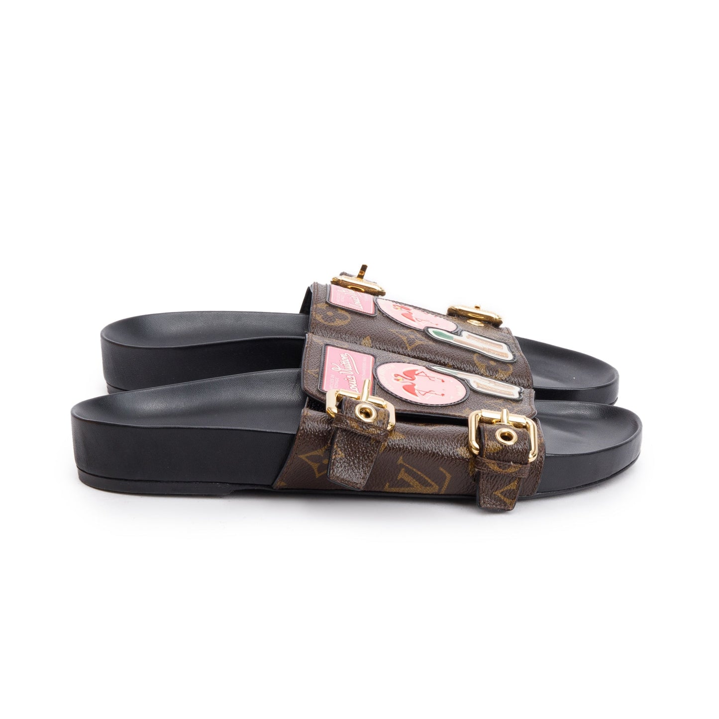 Louis Vuitton Monogram Patchwork World Tour Flat Mule, Size 37.5