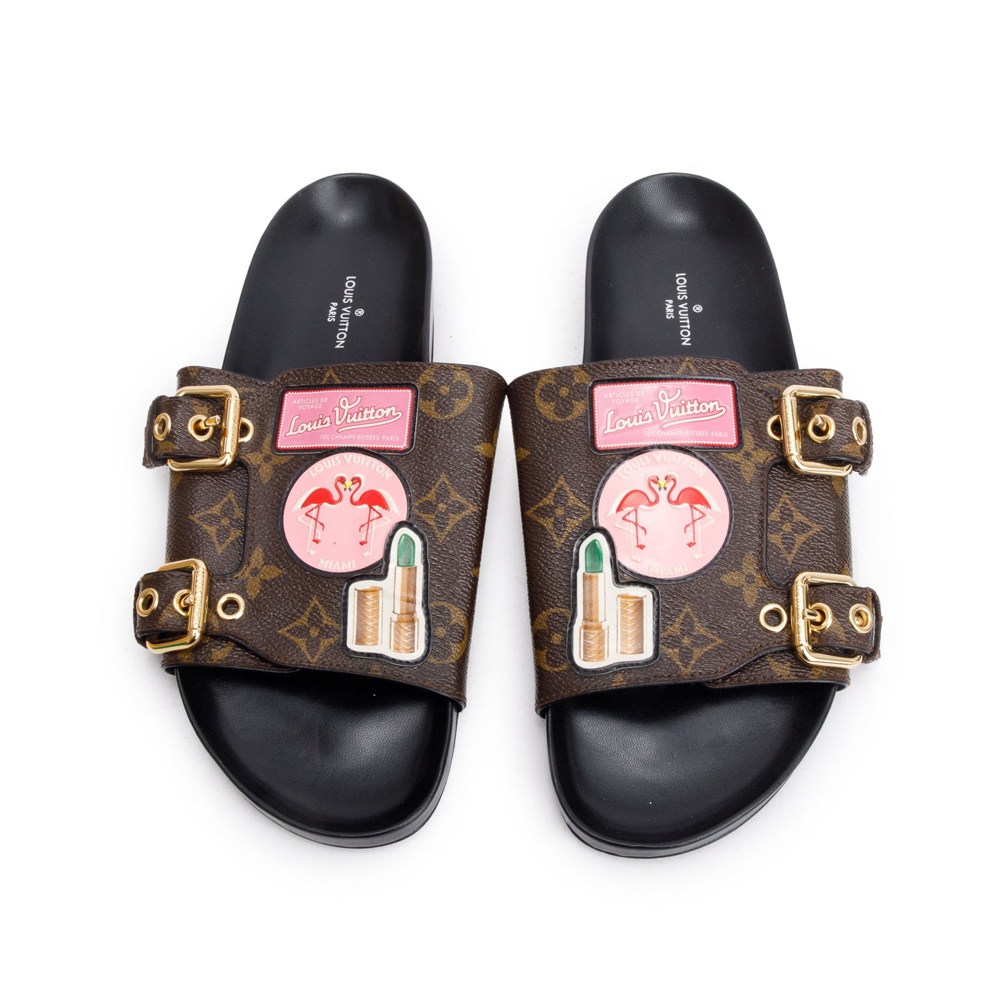Louis Vuitton Monogram Patchwork World Tour Flat Mule, Size 37.5