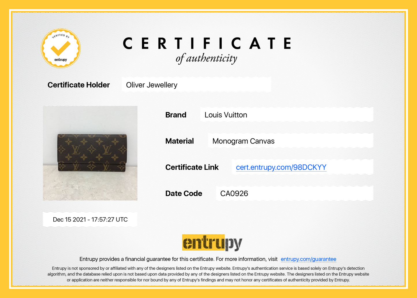 Louis Vuitton Monogram Porte-Carte Credit Yen
