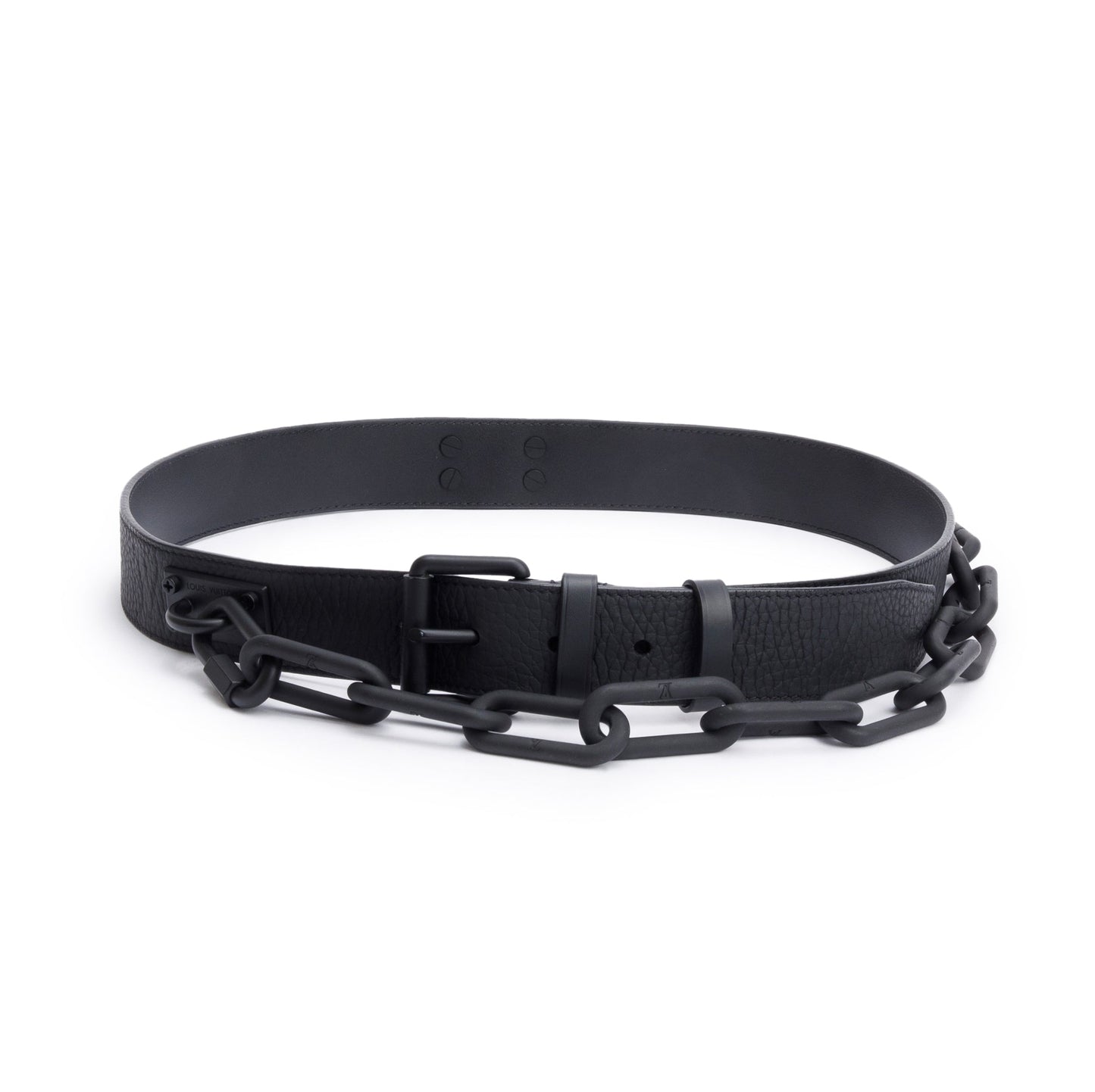 Louis Vuitton Monogram Taurillon Leather Signature Chain 35 MM Belt, Size 85 34