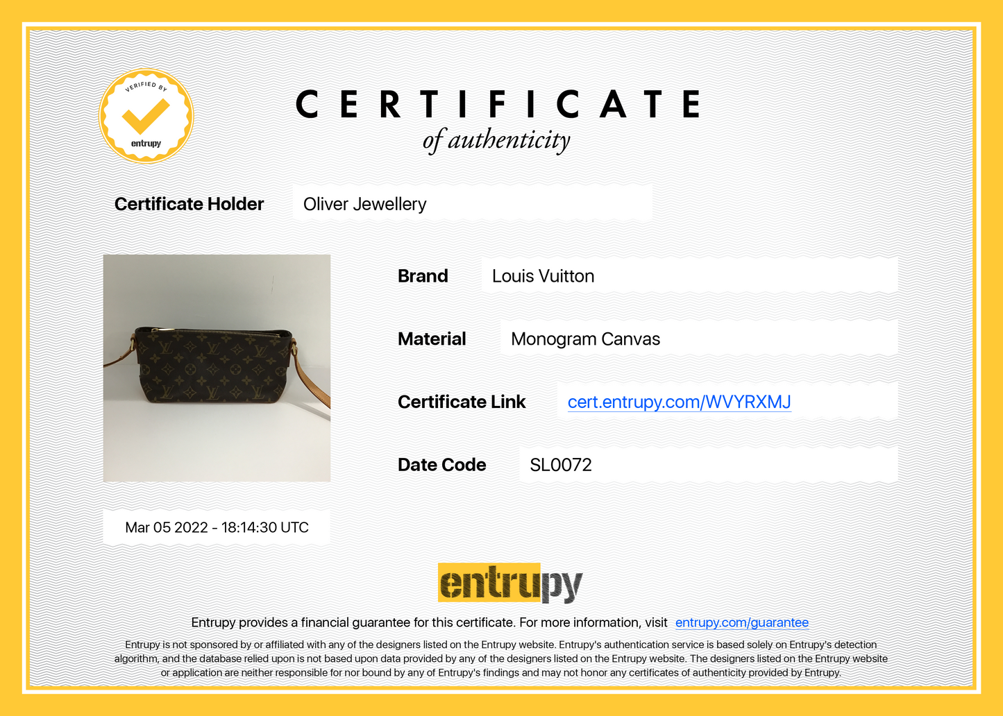 Louis Vuitton Monogram Trotteur Bag