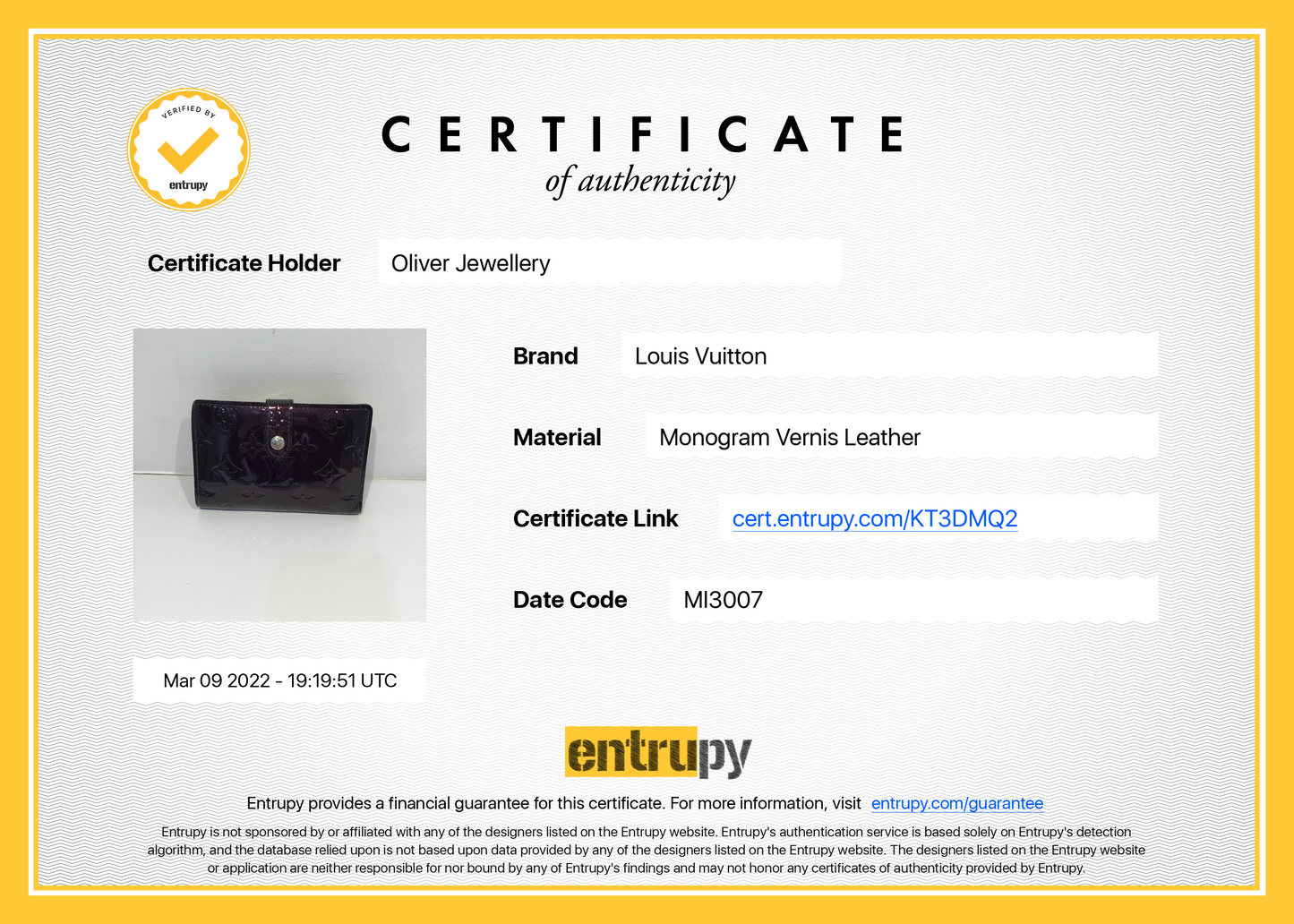 Louis Vuitton Monogram Vernis Patent Leather French Purse Wallet