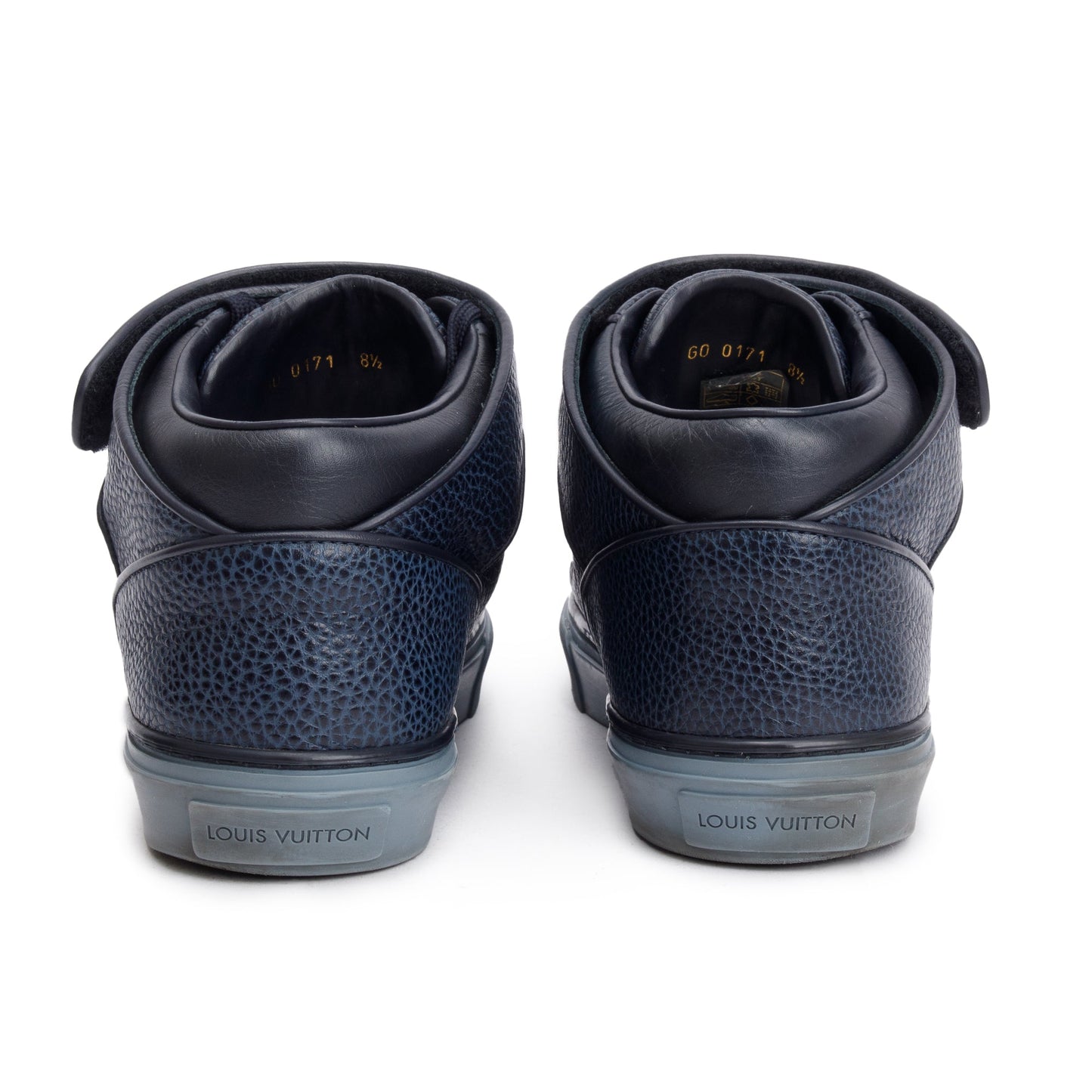 Louis Vuitton Navy Leather Acapulco Mid-Top Sneakers, Size 8.5