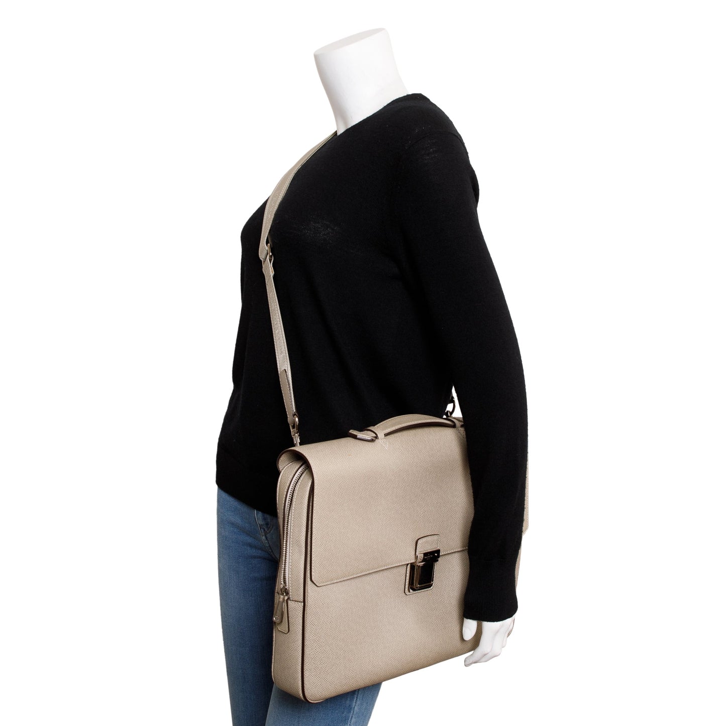 Louis Vuitton Neutral Taiga Leather Vassili PM Briefcase Bag