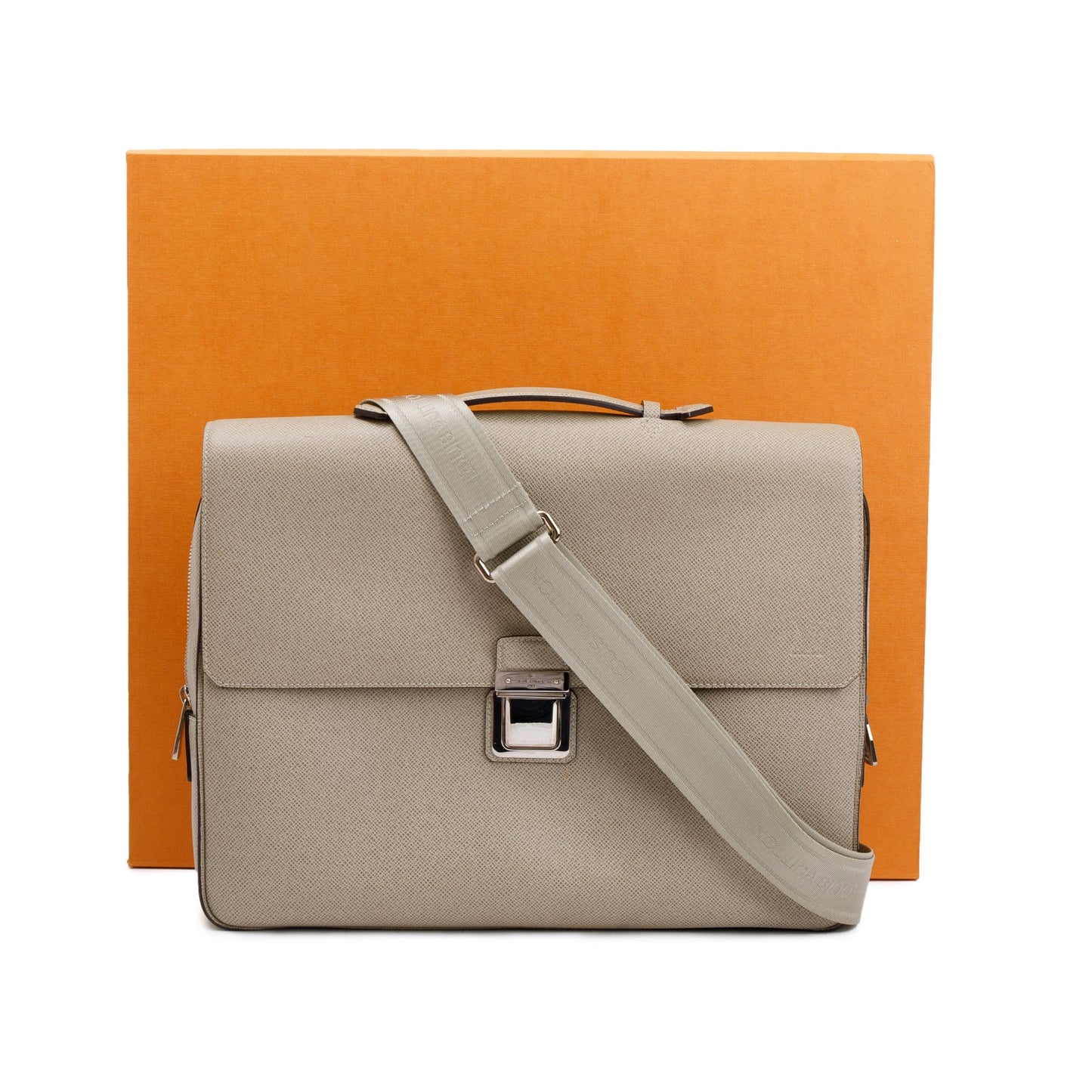 Louis Vuitton Neutral Taiga Leather Vassili PM Briefcase Bag