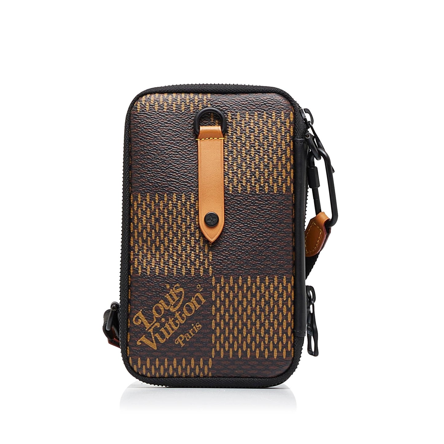 Louis Vuitton Nigo Giant Damier Ebene Tortoise Double Phone Pouch (SHG-xvGFoD)