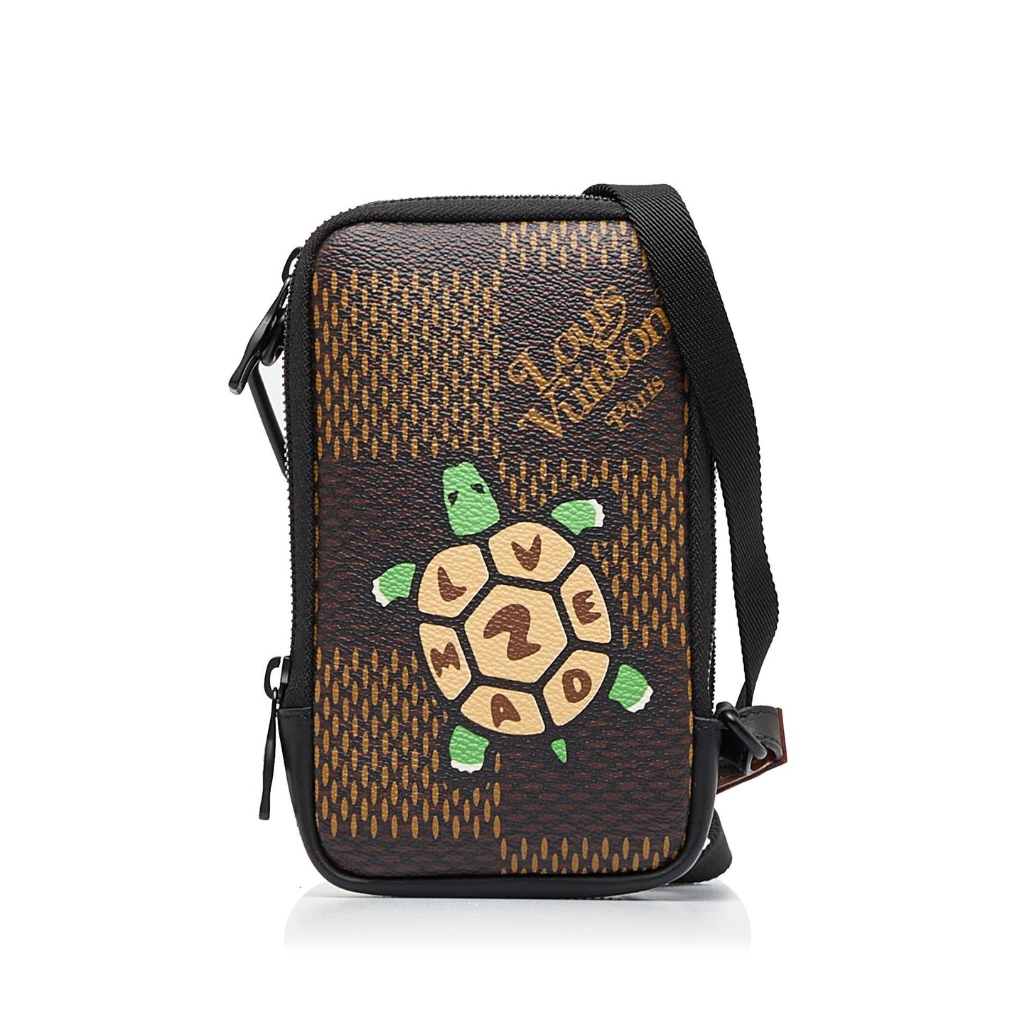 Louis Vuitton Nigo Giant Damier Ebene Tortoise Double Phone Pouch (SHG-xvGFoD)