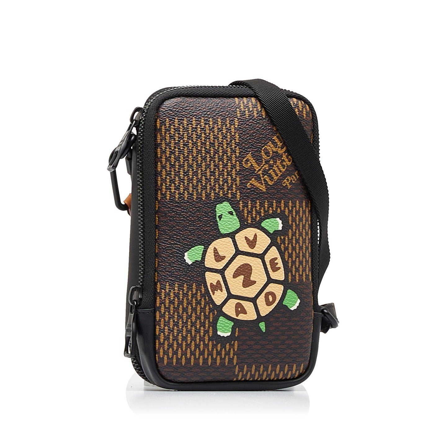 Louis Vuitton Nigo Giant Damier Ebene Tortoise Double Phone Pouch (SHG-xvGFoD)