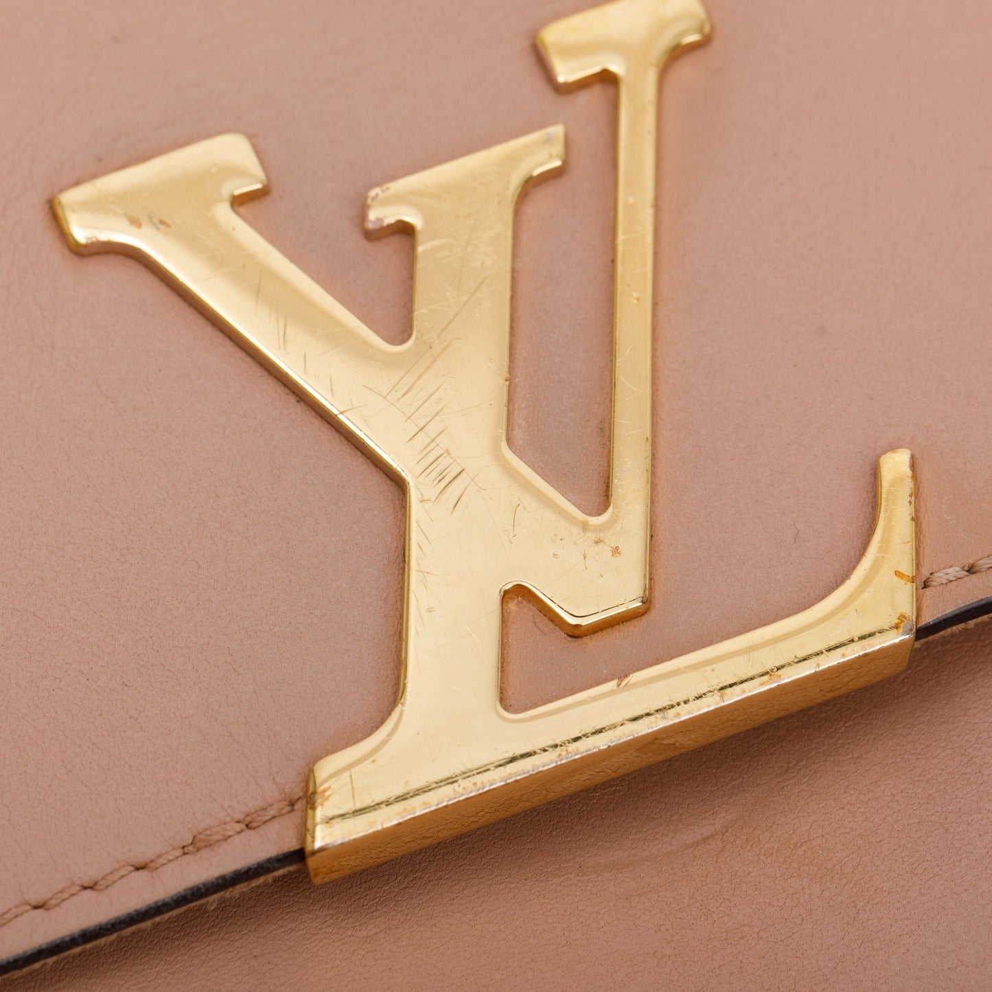 Louis Vuitton Pink Calfskin Louise Chain Clutch GM