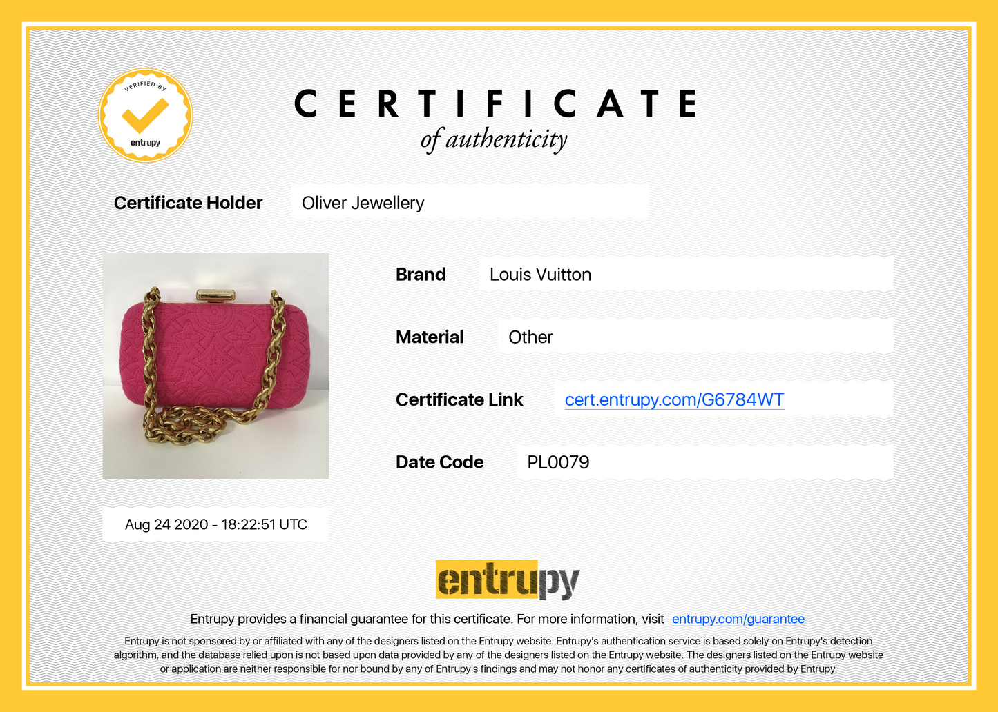 Louis Vuitton Pink Jersey Motard Minaudiere