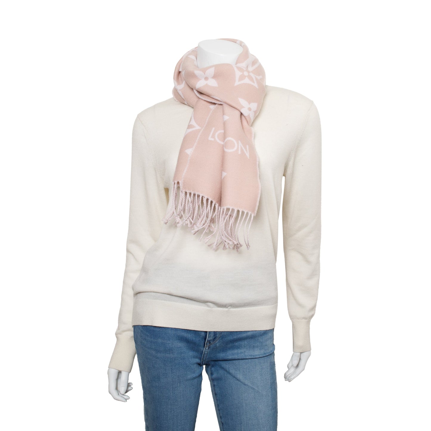 Louis Vuitton Pink LV Essential Monogram Wool Shine Scarf