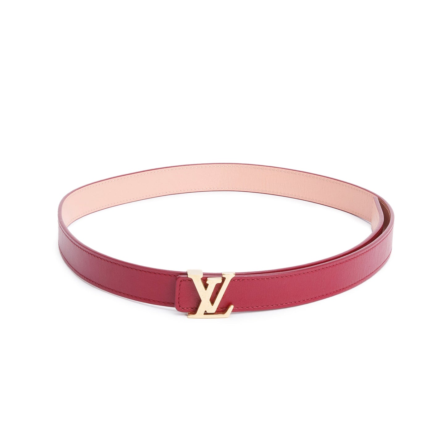 Louis Vuitton Pink & Maroon Taurillon Leather LV Initials 20 MM Reversible Belt 70 28