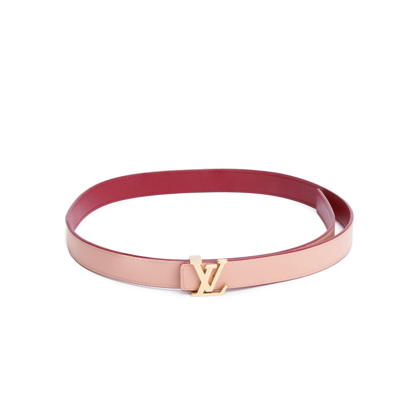 Louis Vuitton Pink & Maroon Taurillon Leather LV Initials 20 MM Reversible Belt 70 28