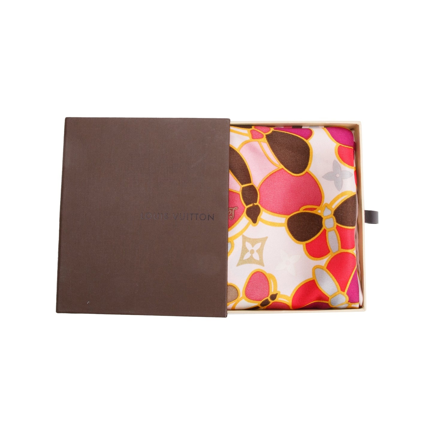 Louis Vuitton Pink Monogram Multicolor Butterfly Motif Square Silk Scarf