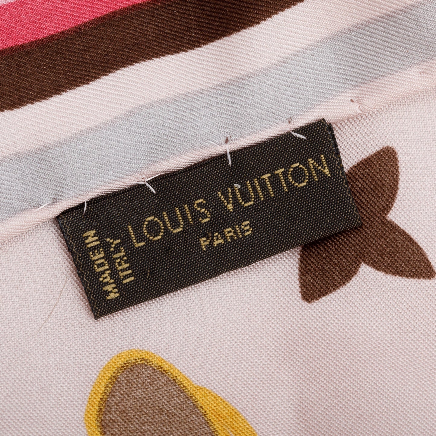 Louis Vuitton Pink Monogram Multicolor Butterfly Motif Square Silk Scarf