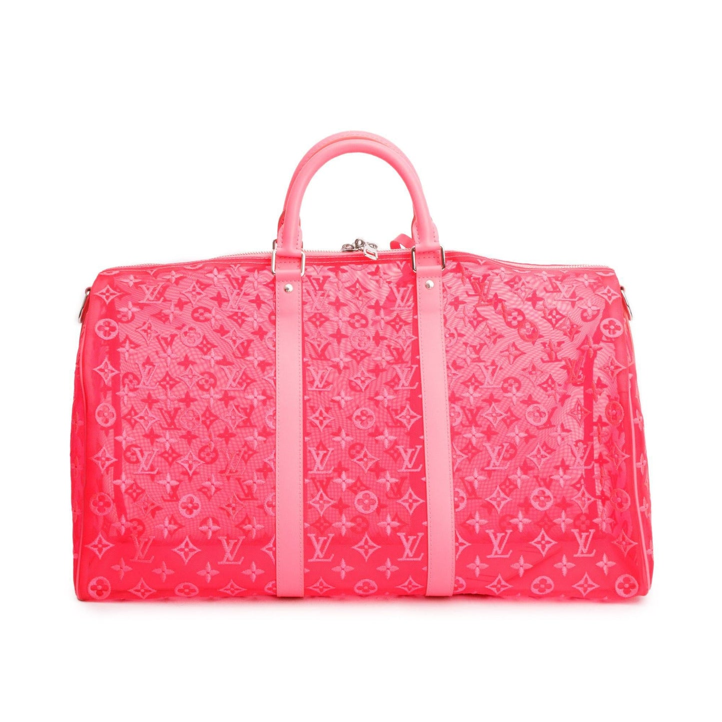 Louis Vuitton Pink Monogram See Through Mesh Keepall Bandouliere 50