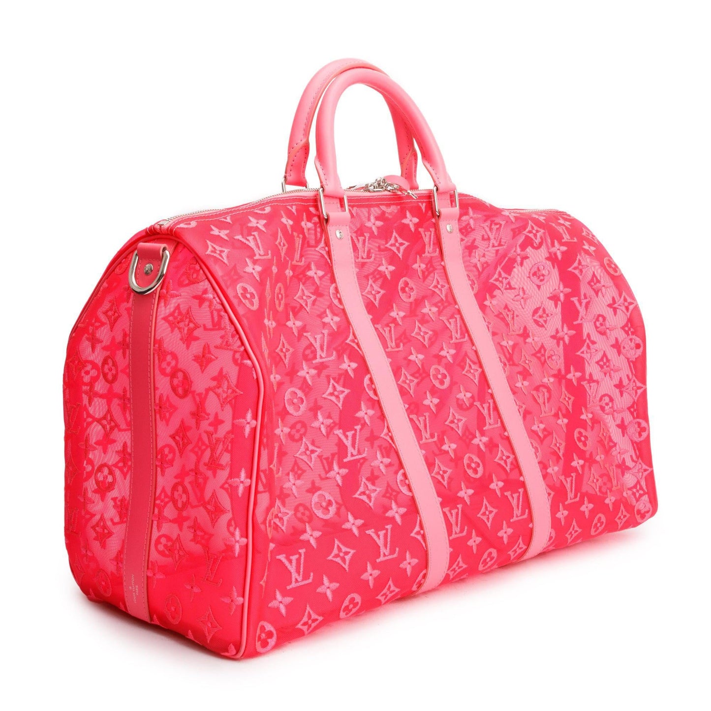 Louis Vuitton Pink Monogram See Through Mesh Keepall Bandouliere 50