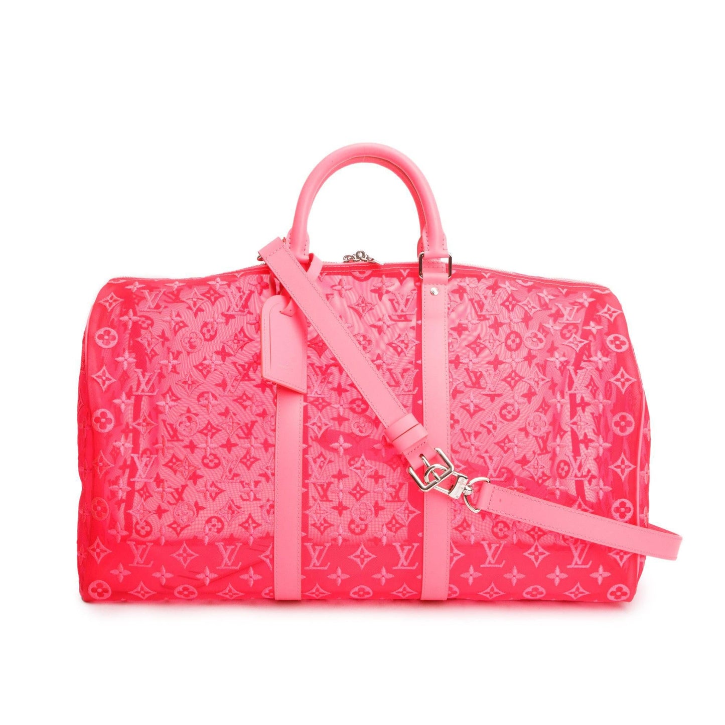 Louis Vuitton Pink Monogram See Through Mesh Keepall Bandouliere 50