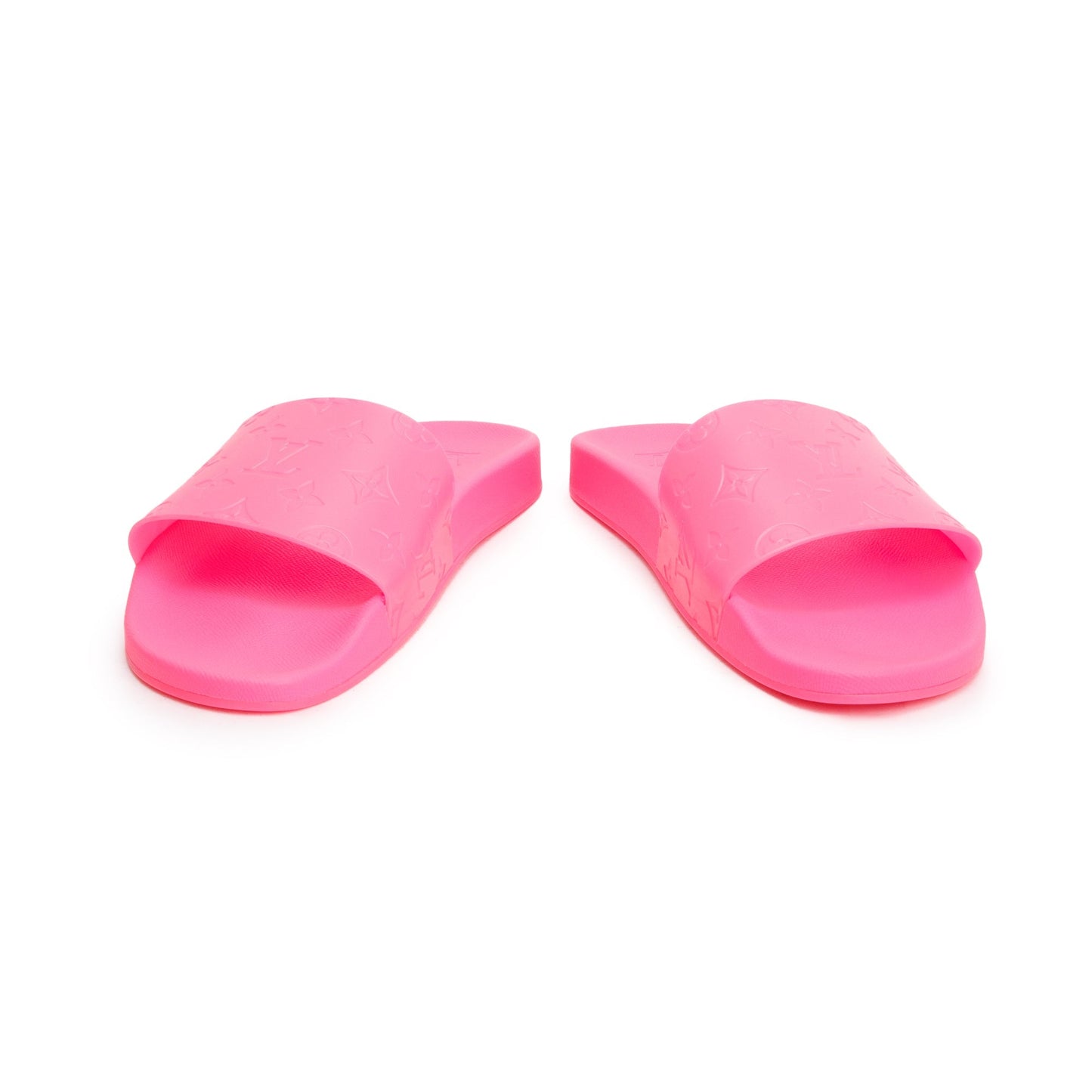 Louis Vuitton Pink Rubber Embossed Monogram Waterfront Mule Slides, Size 12