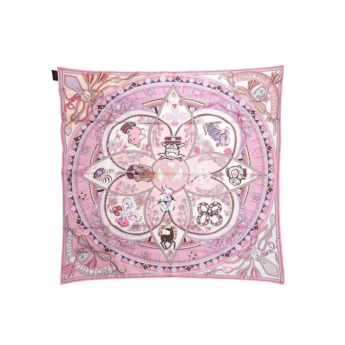 Louis Vuitton Pink Silk Superstition Square Scarf