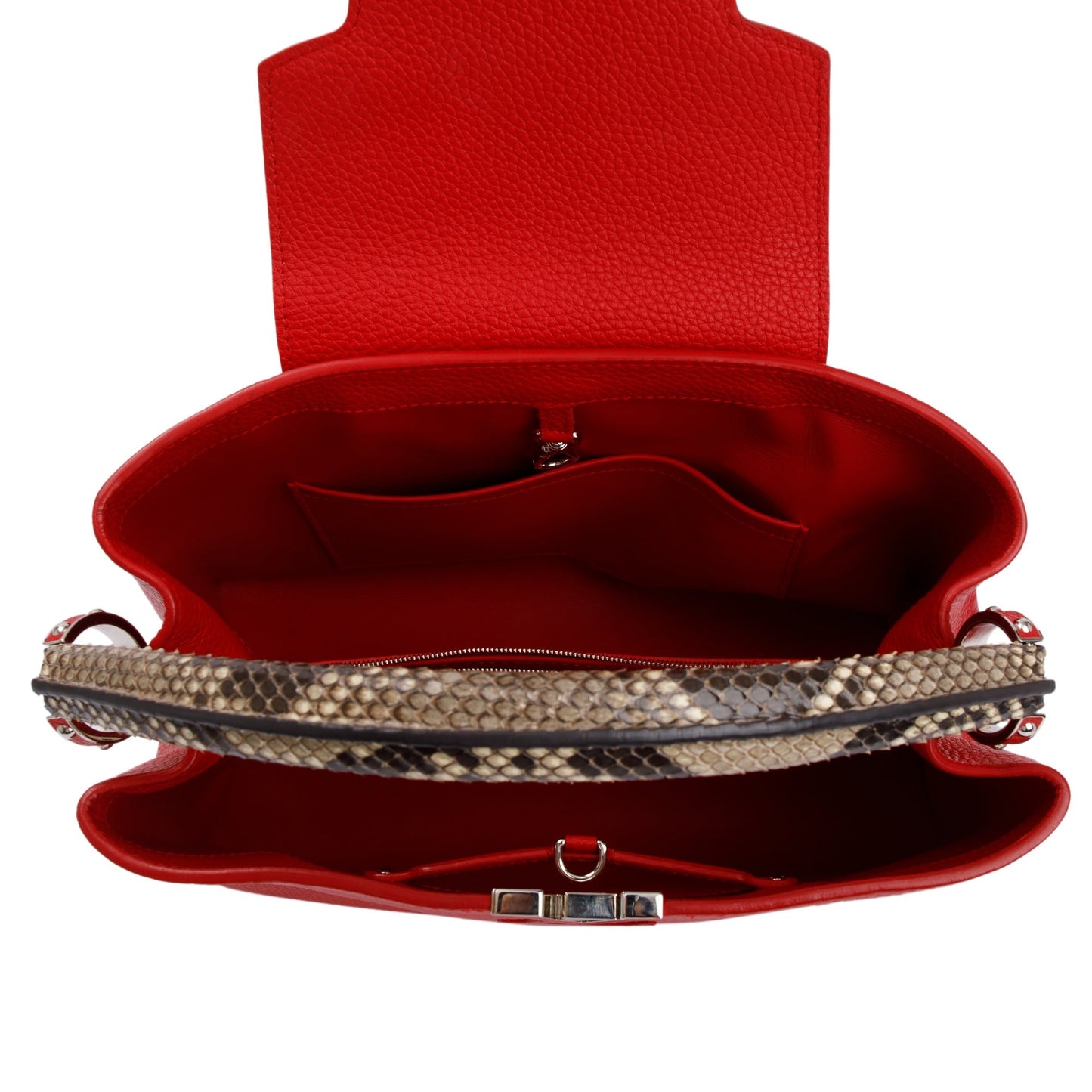 Louis Vuitton Python Trimmed Red Taurillon Capucines MM