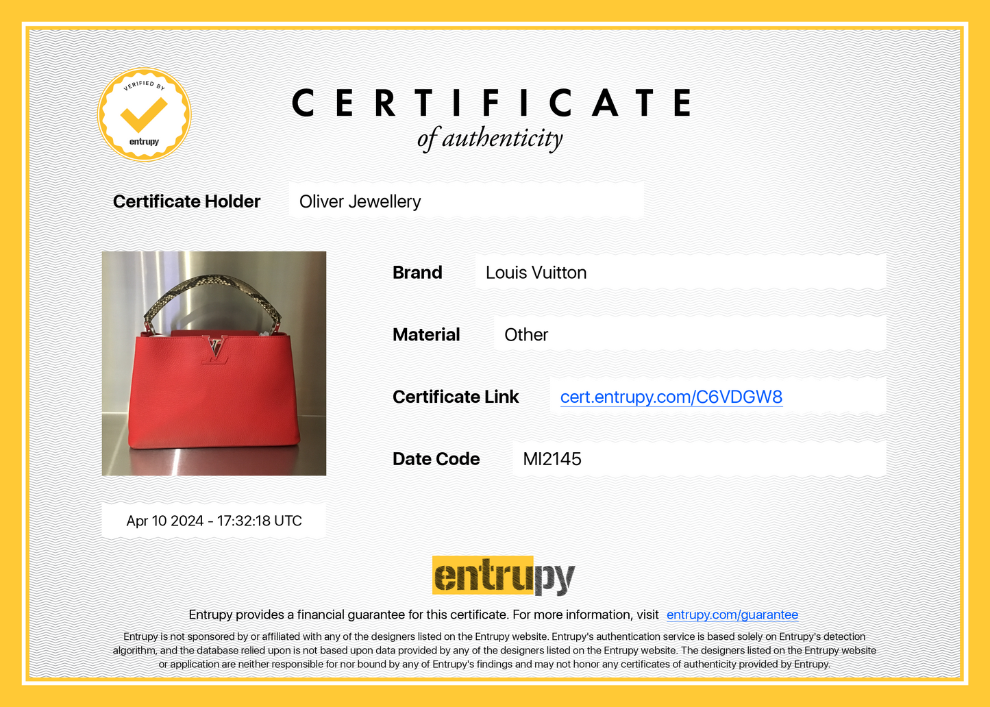 Louis Vuitton Python Trimmed Red Taurillon Capucines MM