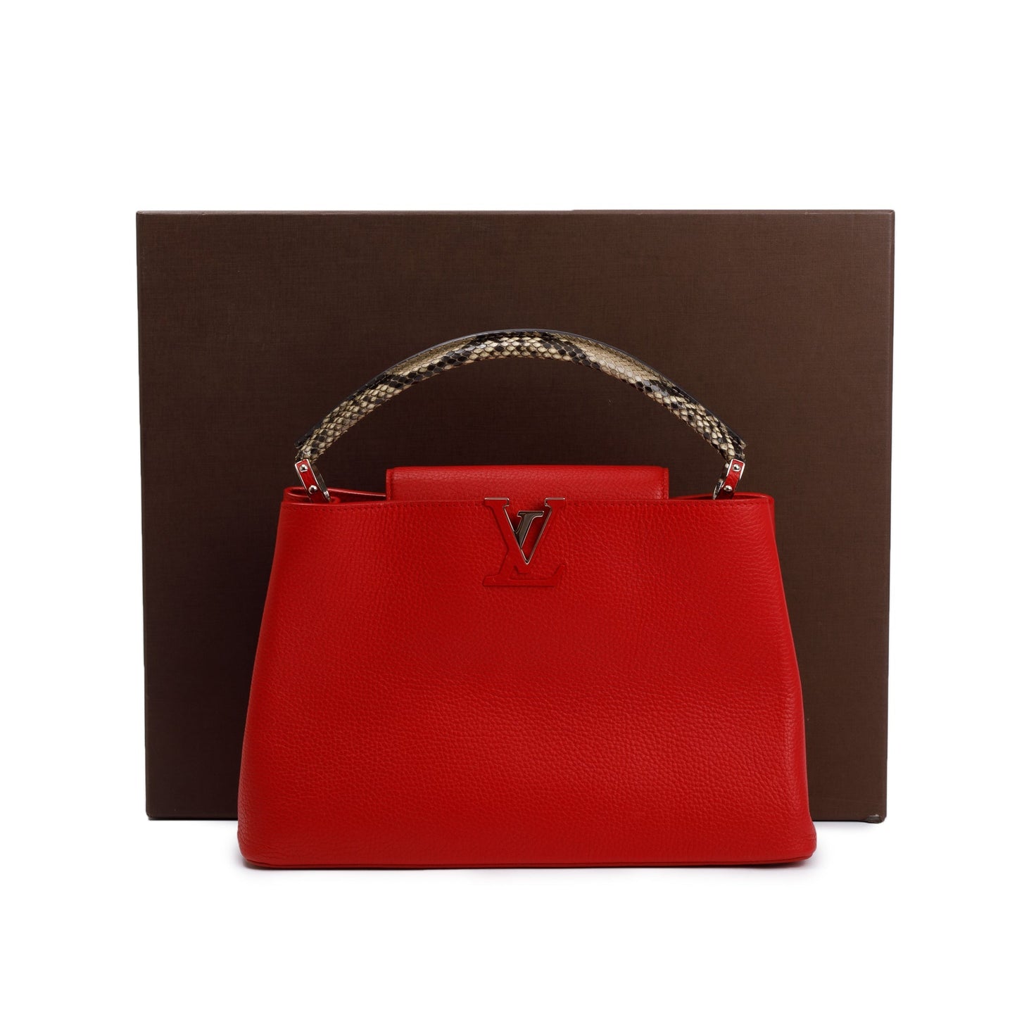Louis Vuitton Python Trimmed Red Taurillon Capucines MM