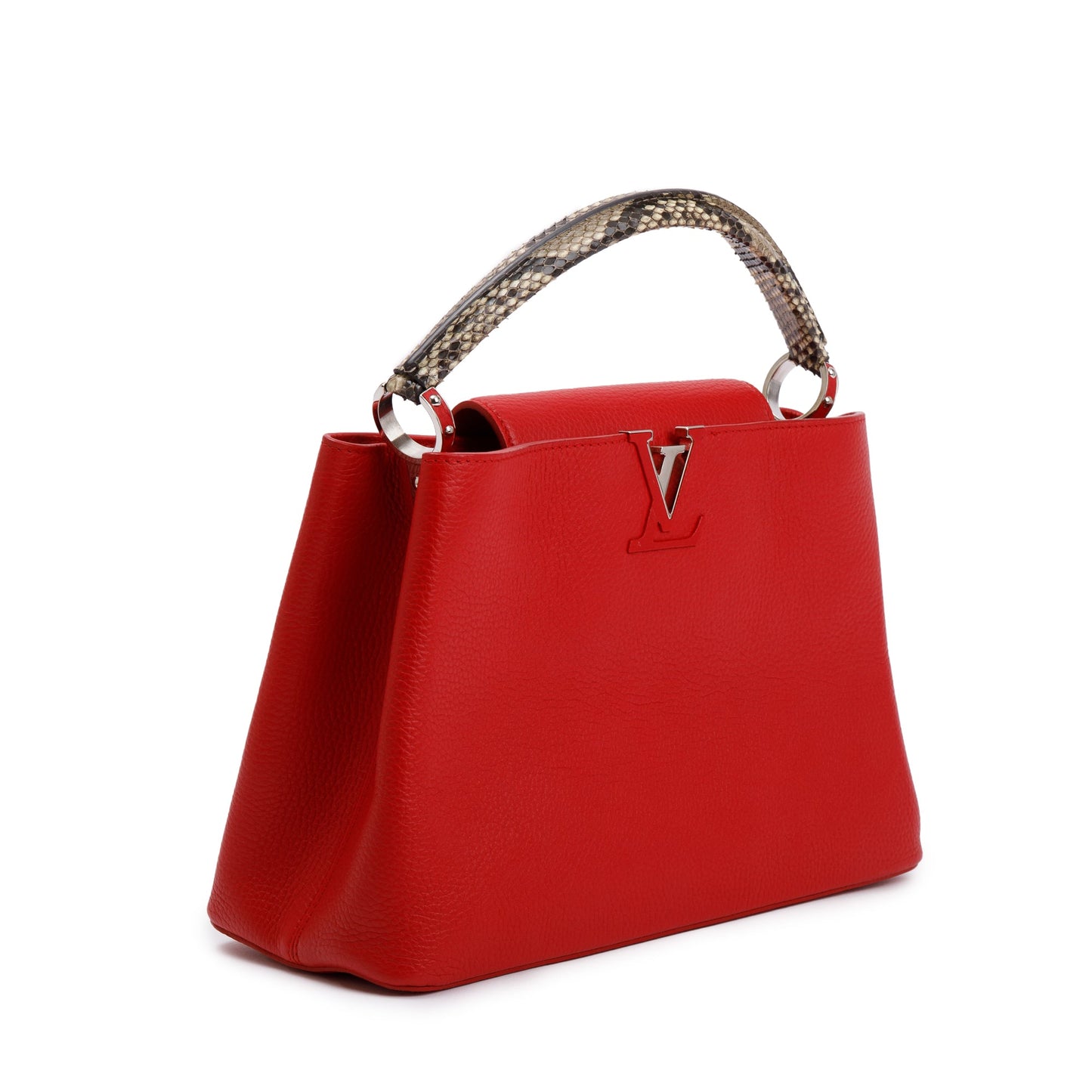 Louis Vuitton Python Trimmed Red Taurillon Capucines MM