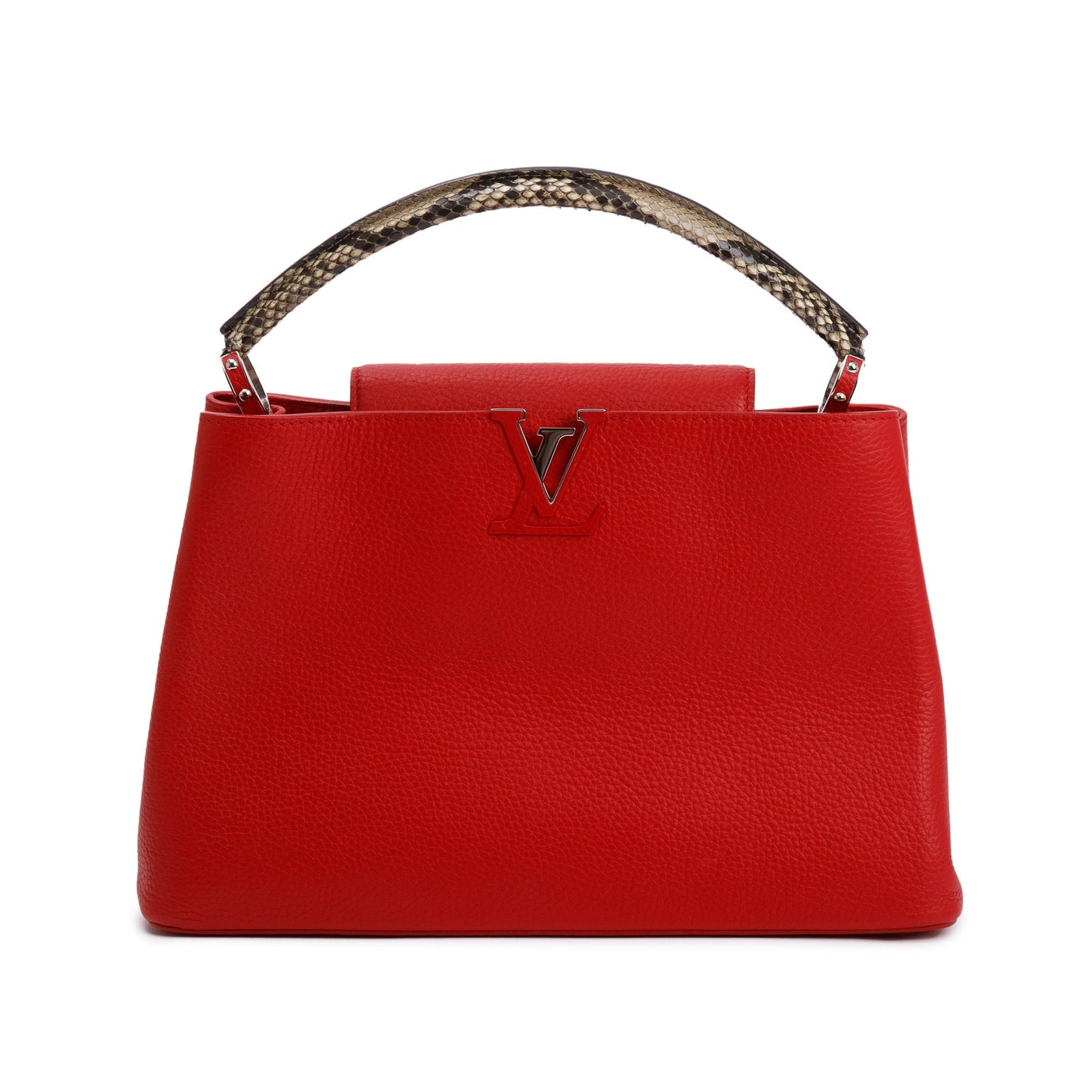 Louis Vuitton Python Trimmed Red Taurillon Capucines MM