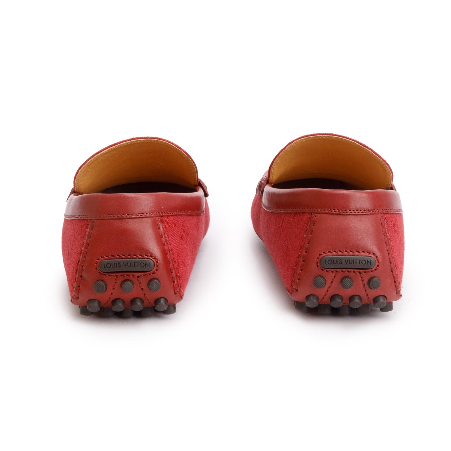 Louis Vuitton Red Denim Men's Hockenheim Moccasin Loafers, Size 11