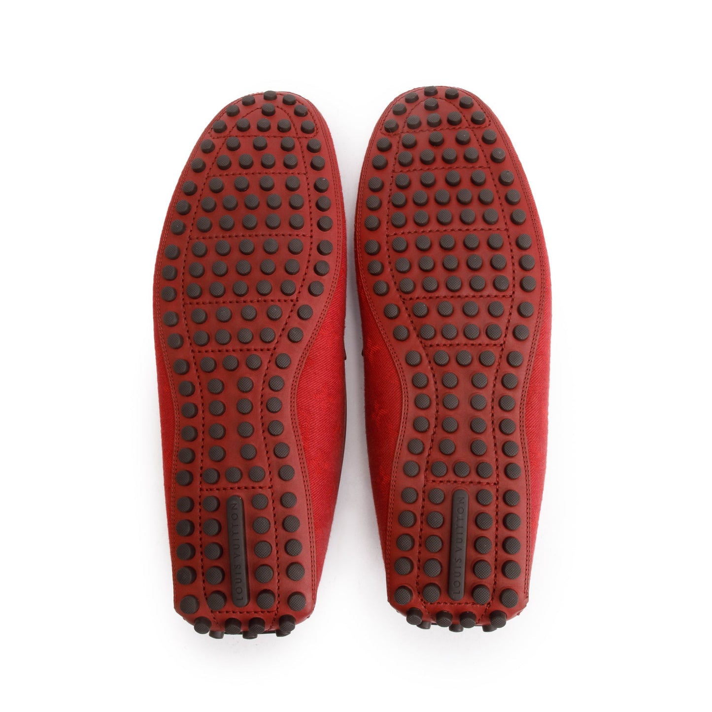 Louis Vuitton Red Denim Men's Hockenheim Moccasin Loafers, Size 11